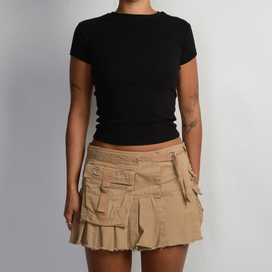 TAN UTILITY MINI SKIRT