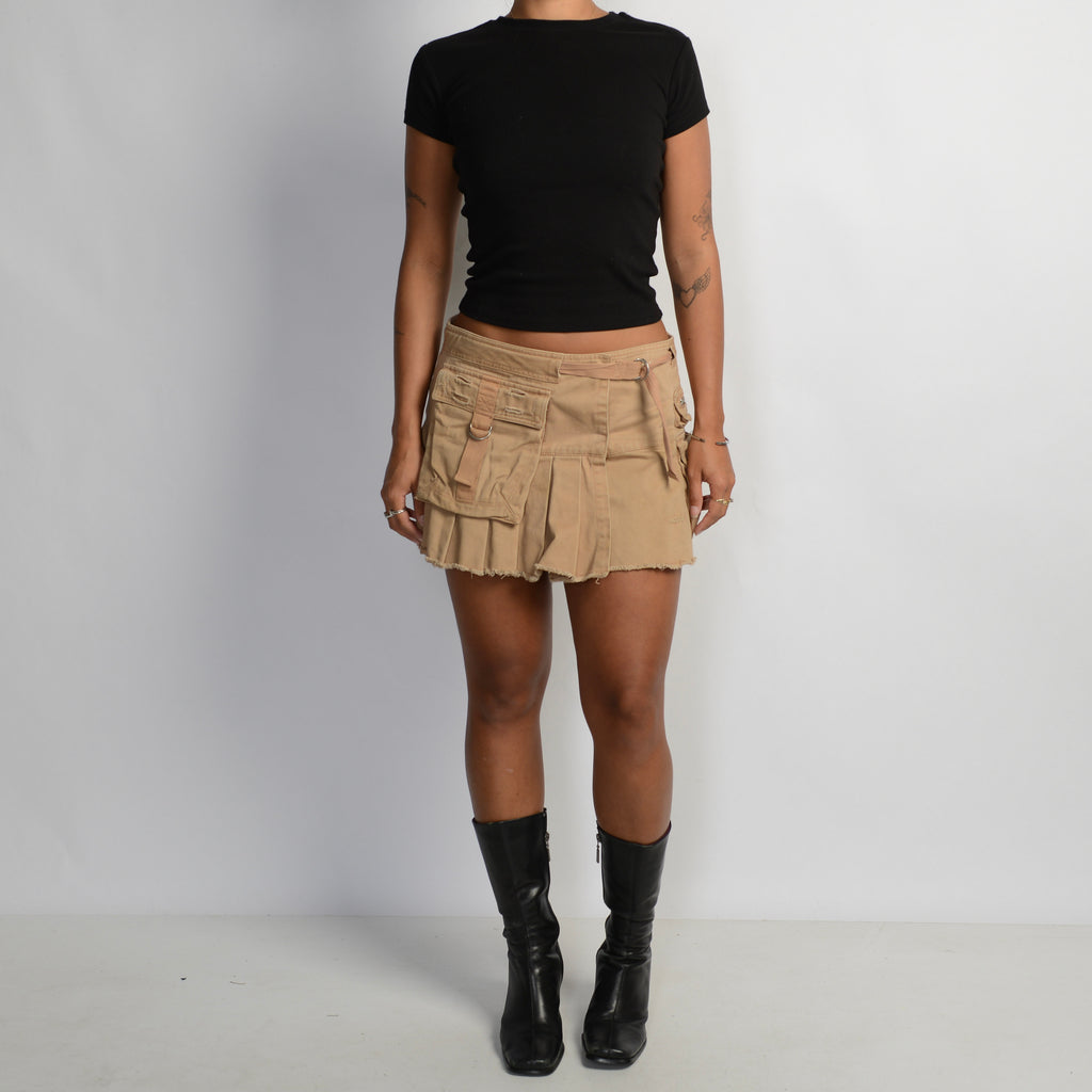TAN UTILITY MINI SKIRT