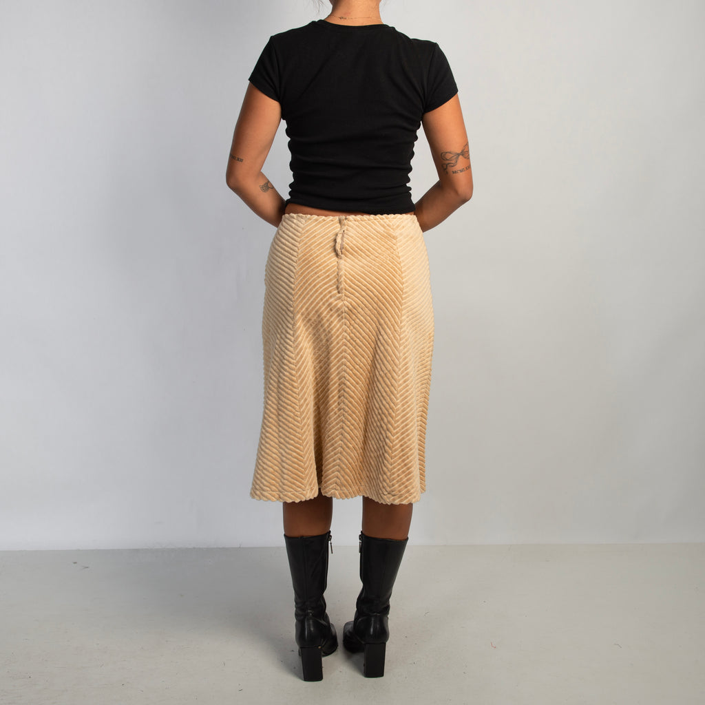 TAN CORDUROY MIDI SKIRT