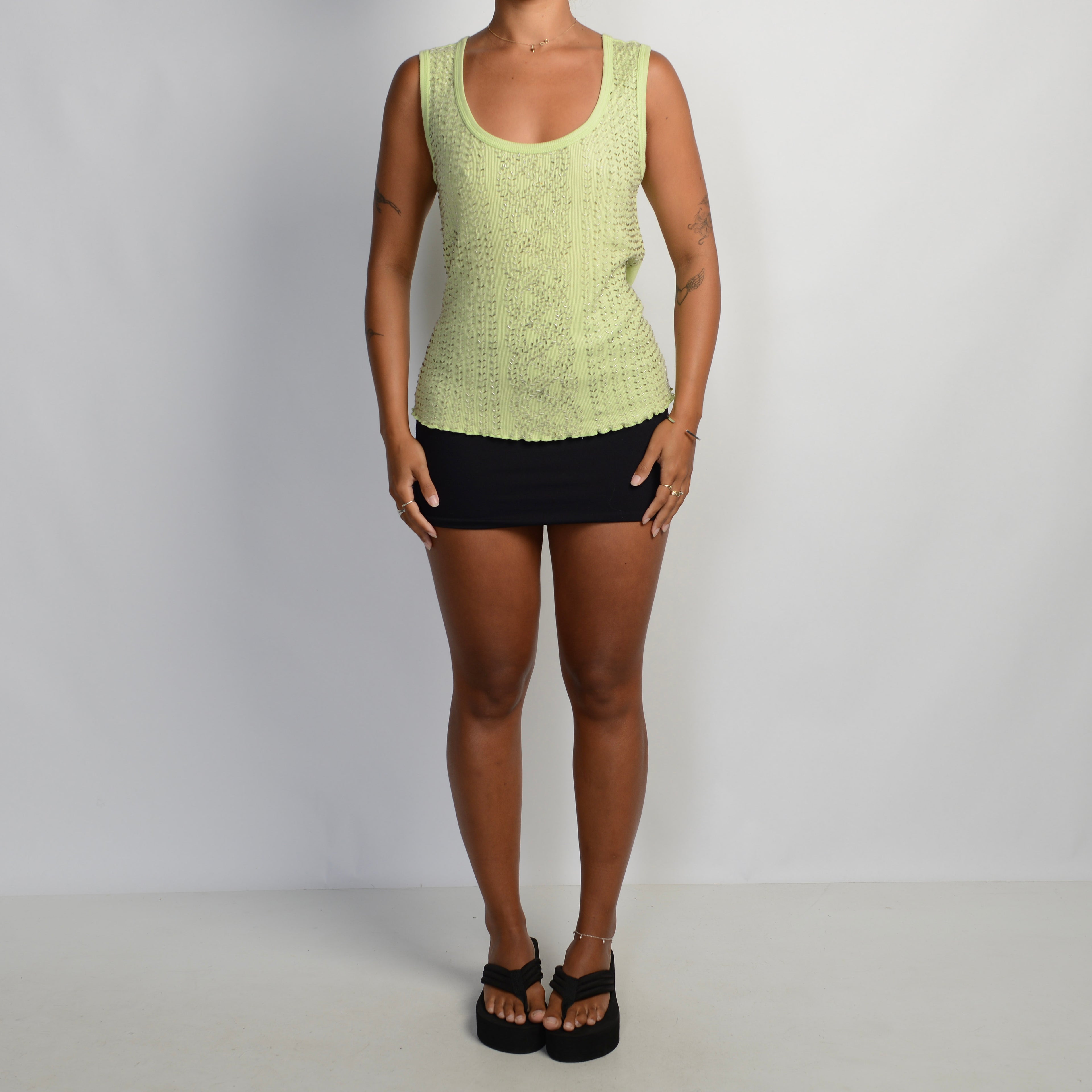 LIME BEADED TANK TOP