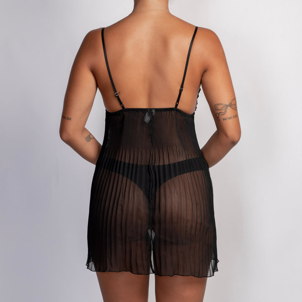SHEER MICRO PLEAT CHEMISE