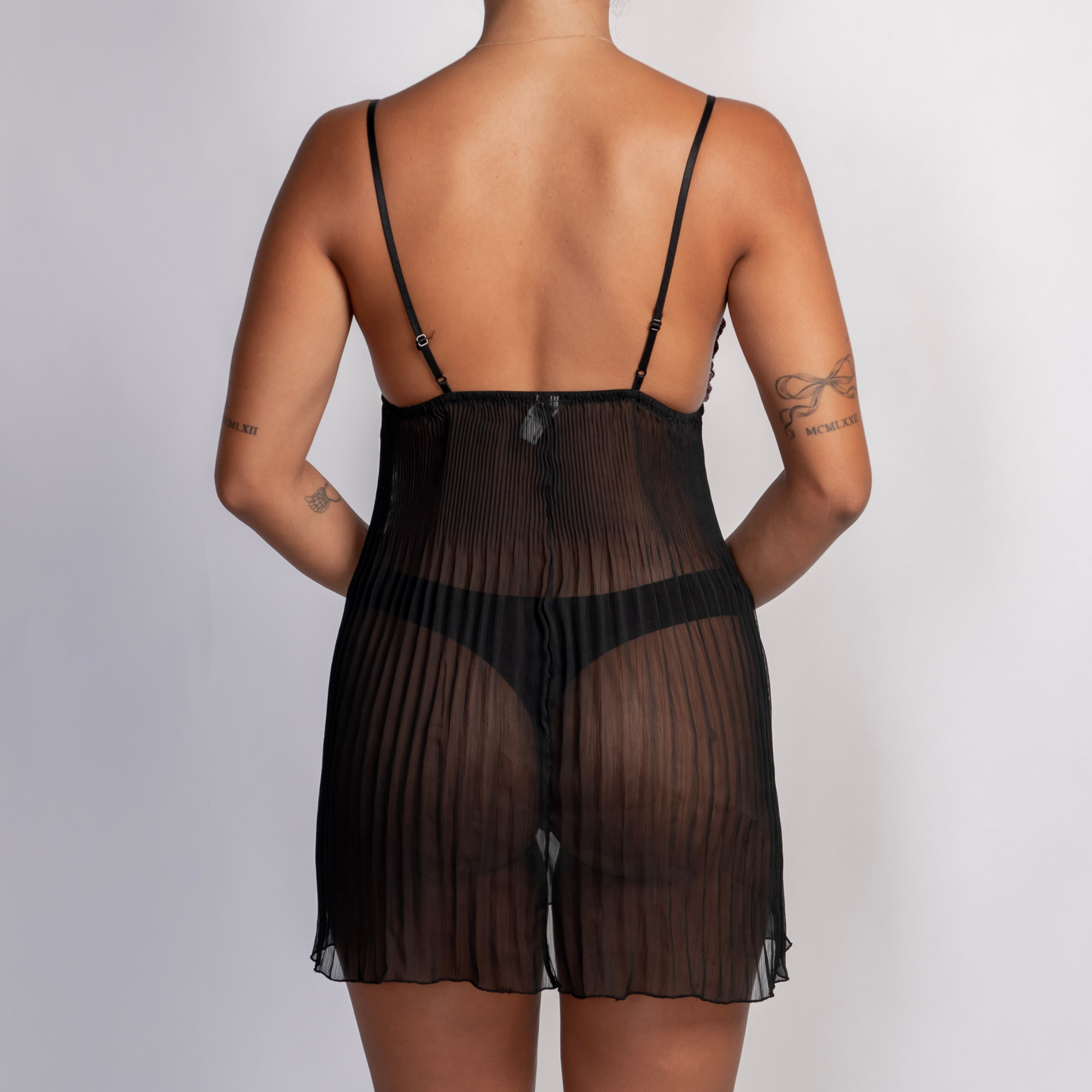 SHEER MICRO PLEAT CHEMISE