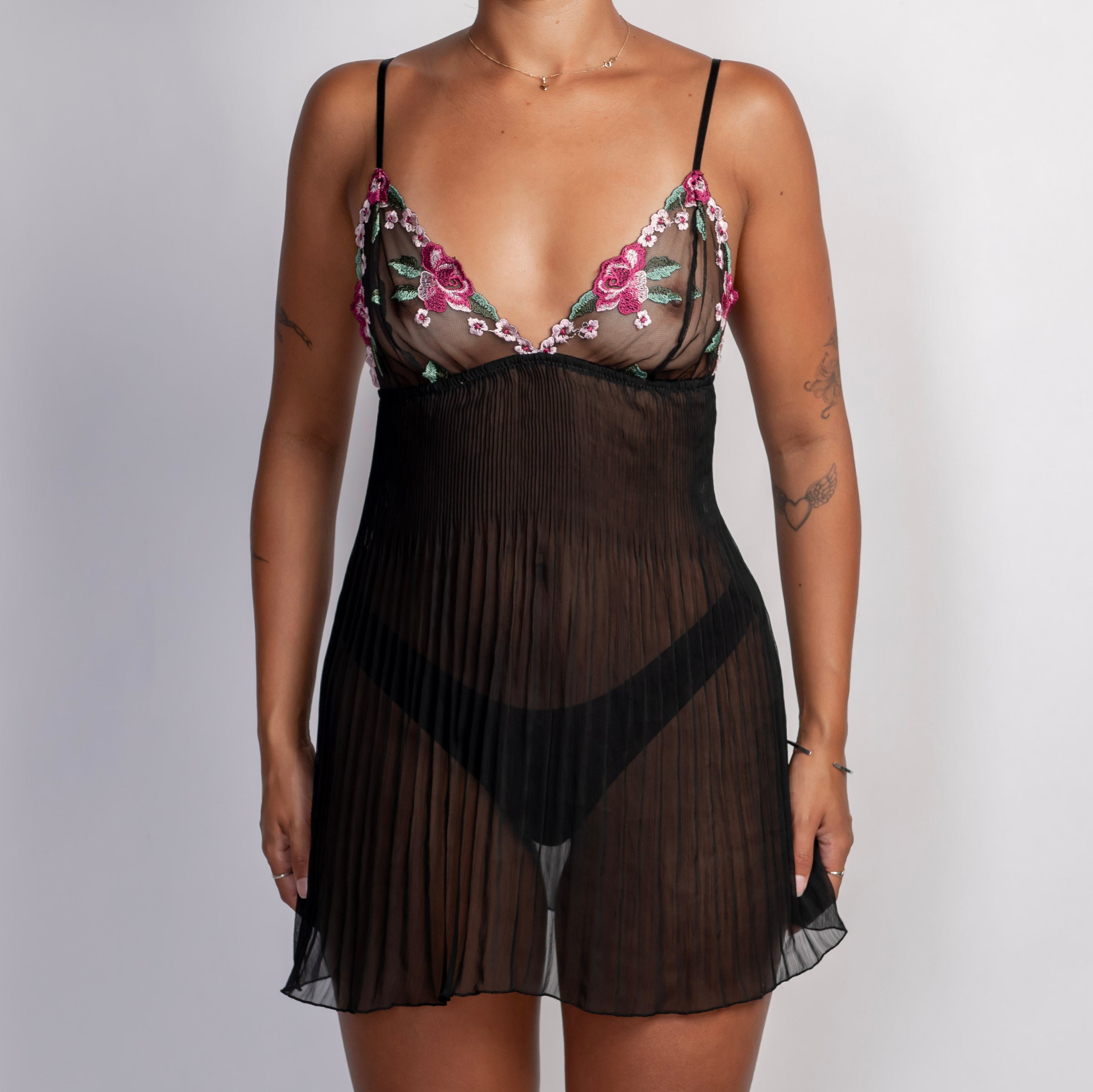 SHEER MICRO PLEAT CHEMISE