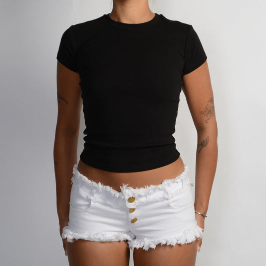 WHITE MICRO DENIM SHORTS