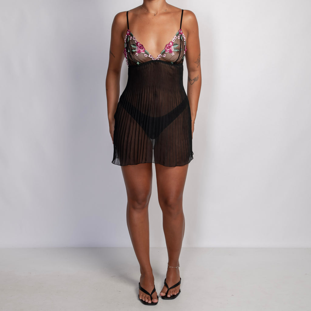 SHEER MICRO PLEAT CHEMISE