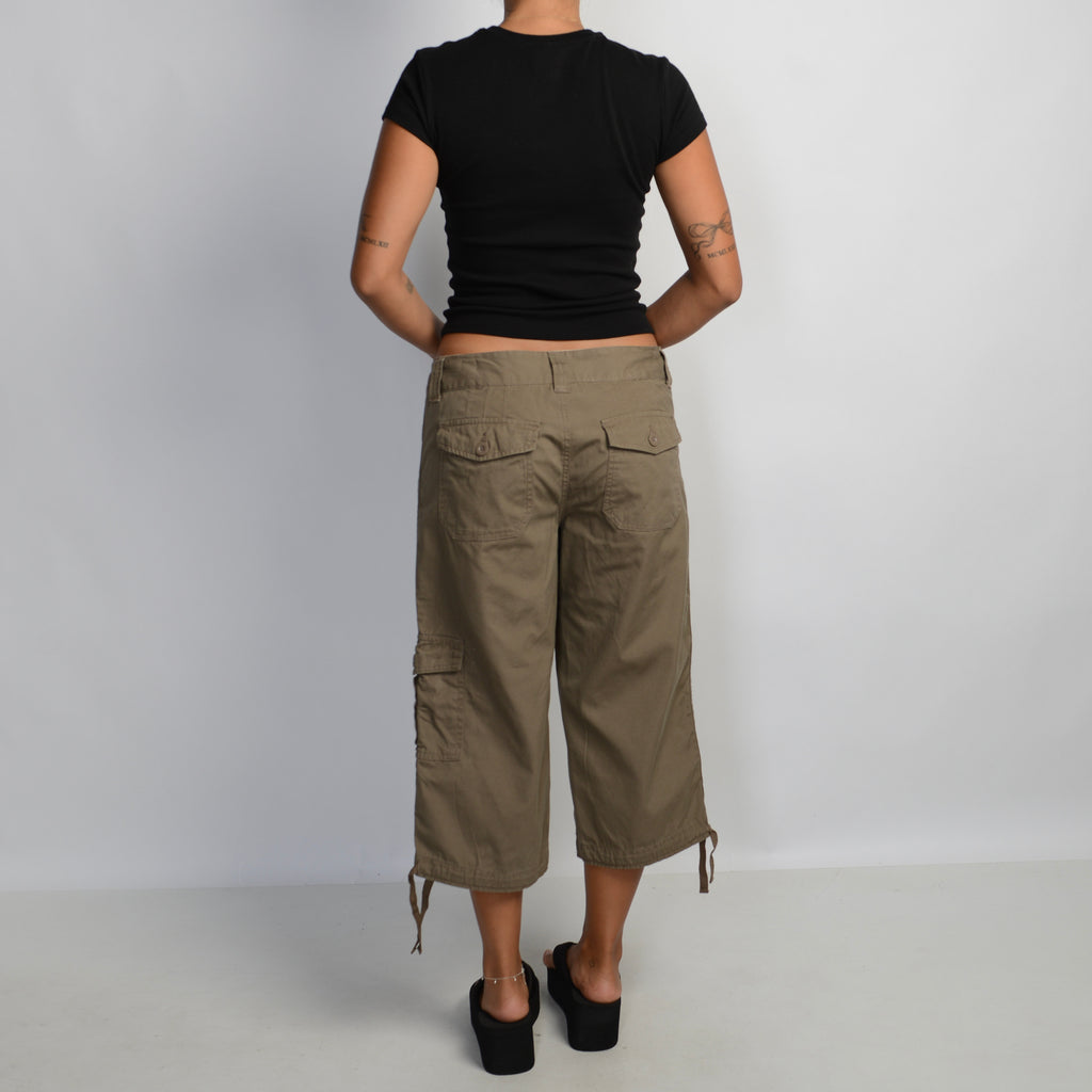 BROWN CROP CARGO TROUSERS