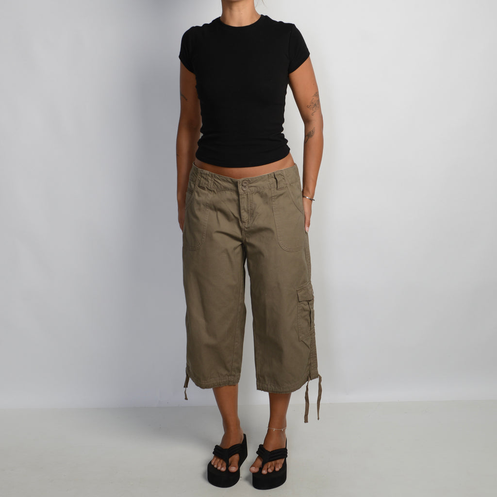 BROWN CROP CARGO TROUSERS