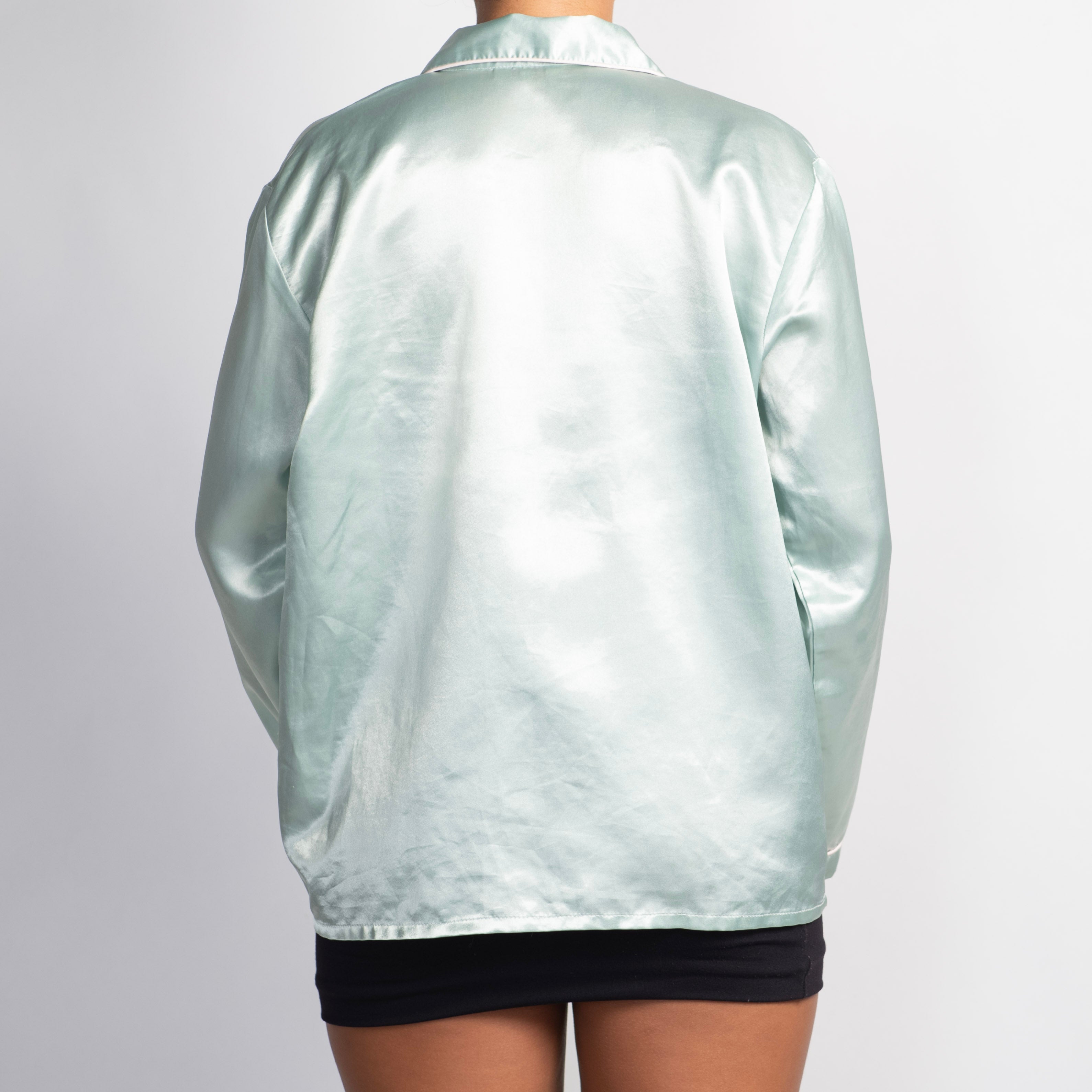 GREEN SATIN PYJAMA TOP