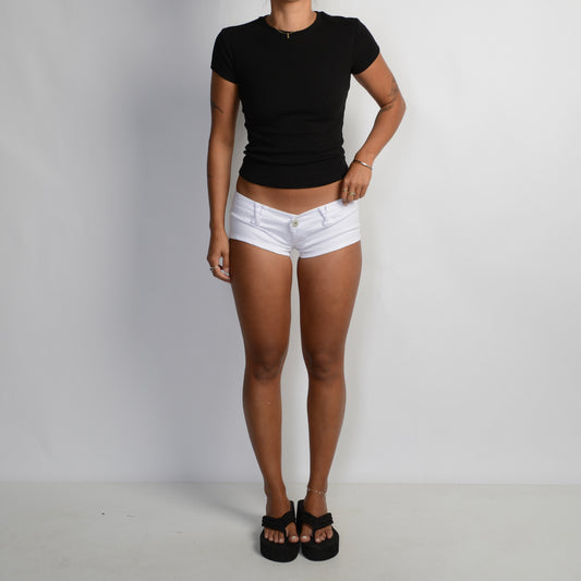 WHITE MICRO MINI SHORTS