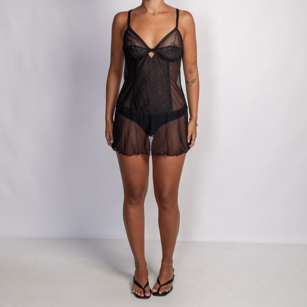 BLACK MESH CHEMISE