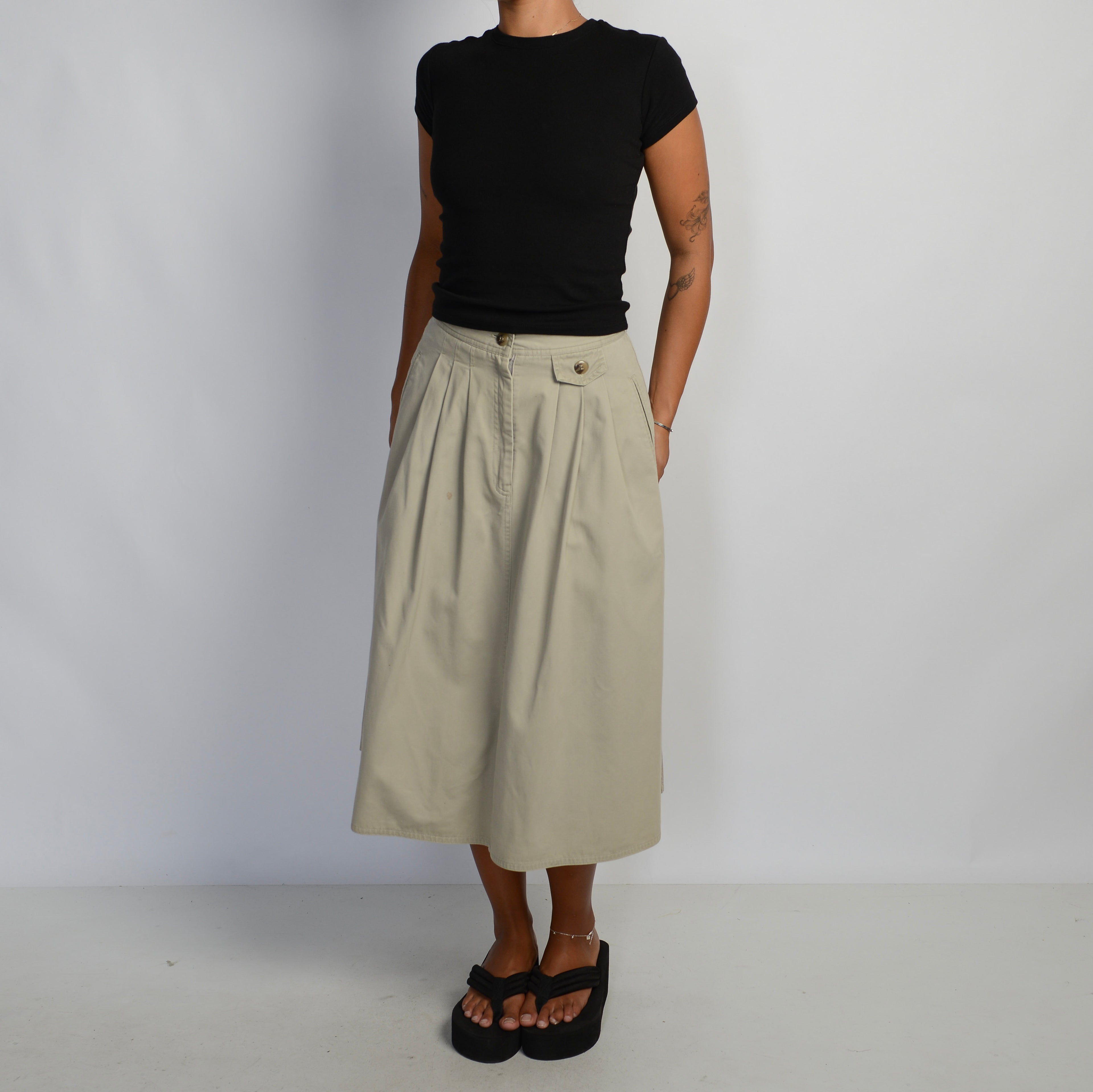 BEIGE COTTON DRILL SKIRT