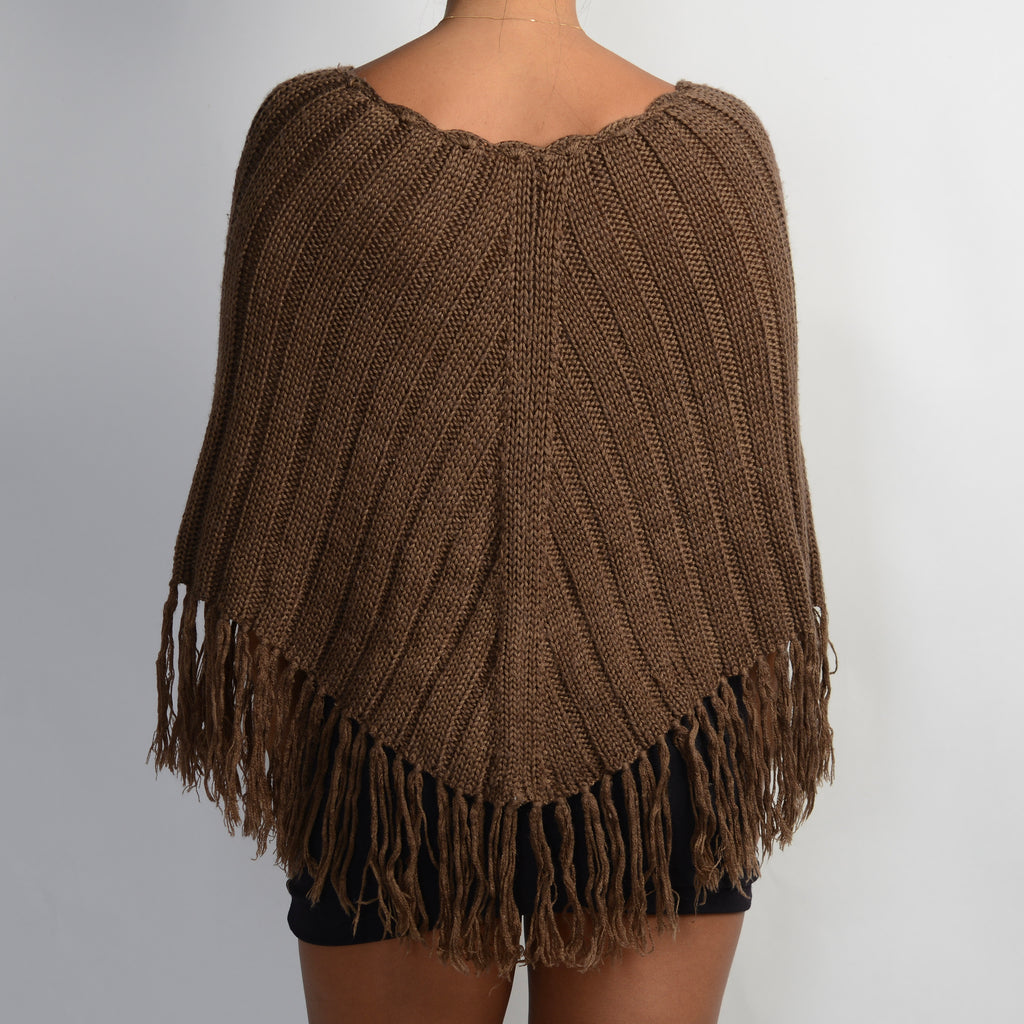 BROWN KNIT PONCHO