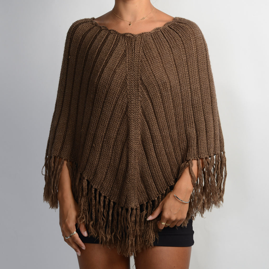 BROWN KNIT PONCHO
