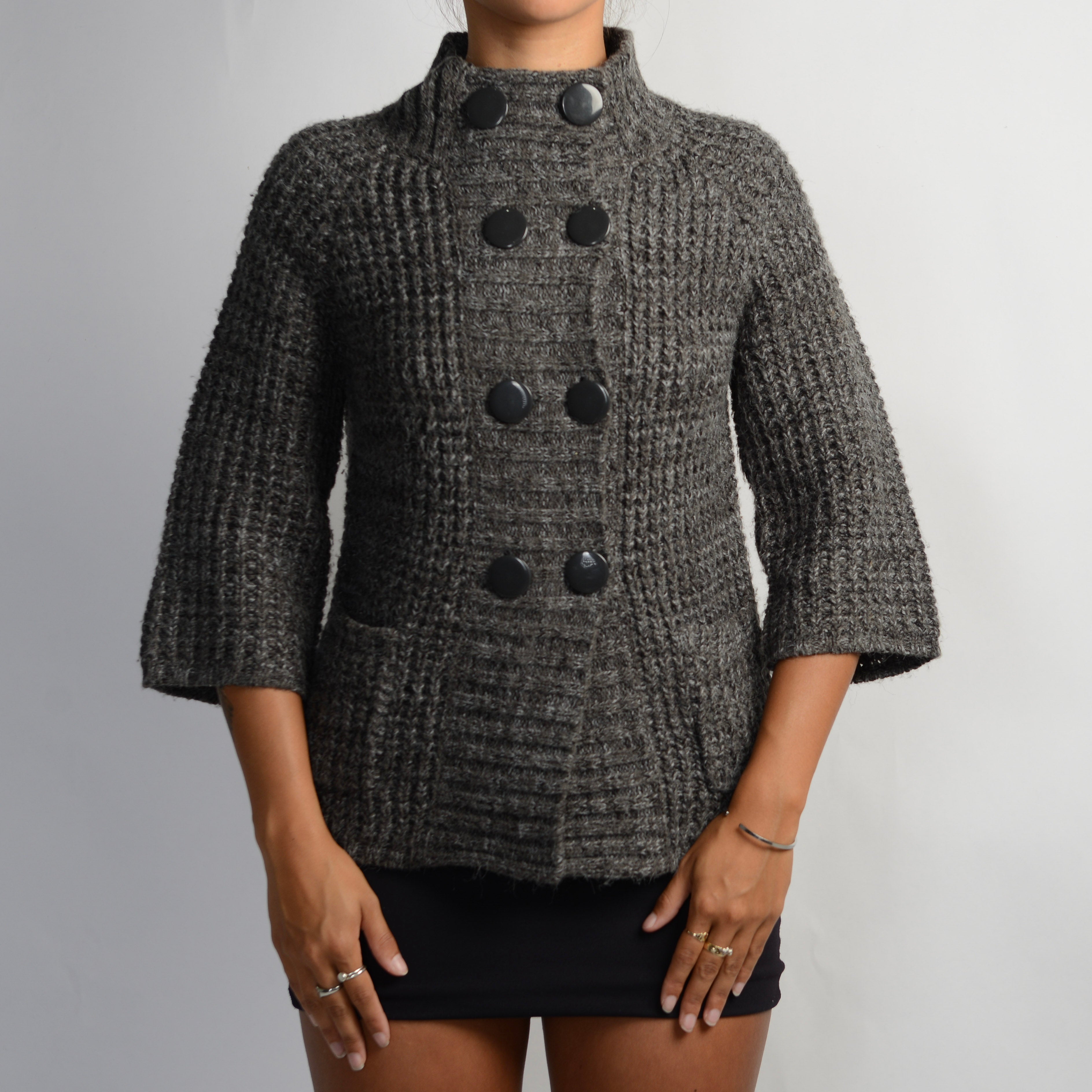 GREY MARLE KNIT CARDIGAN