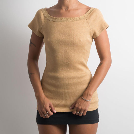 TAN SHORT SLEEVE TOP