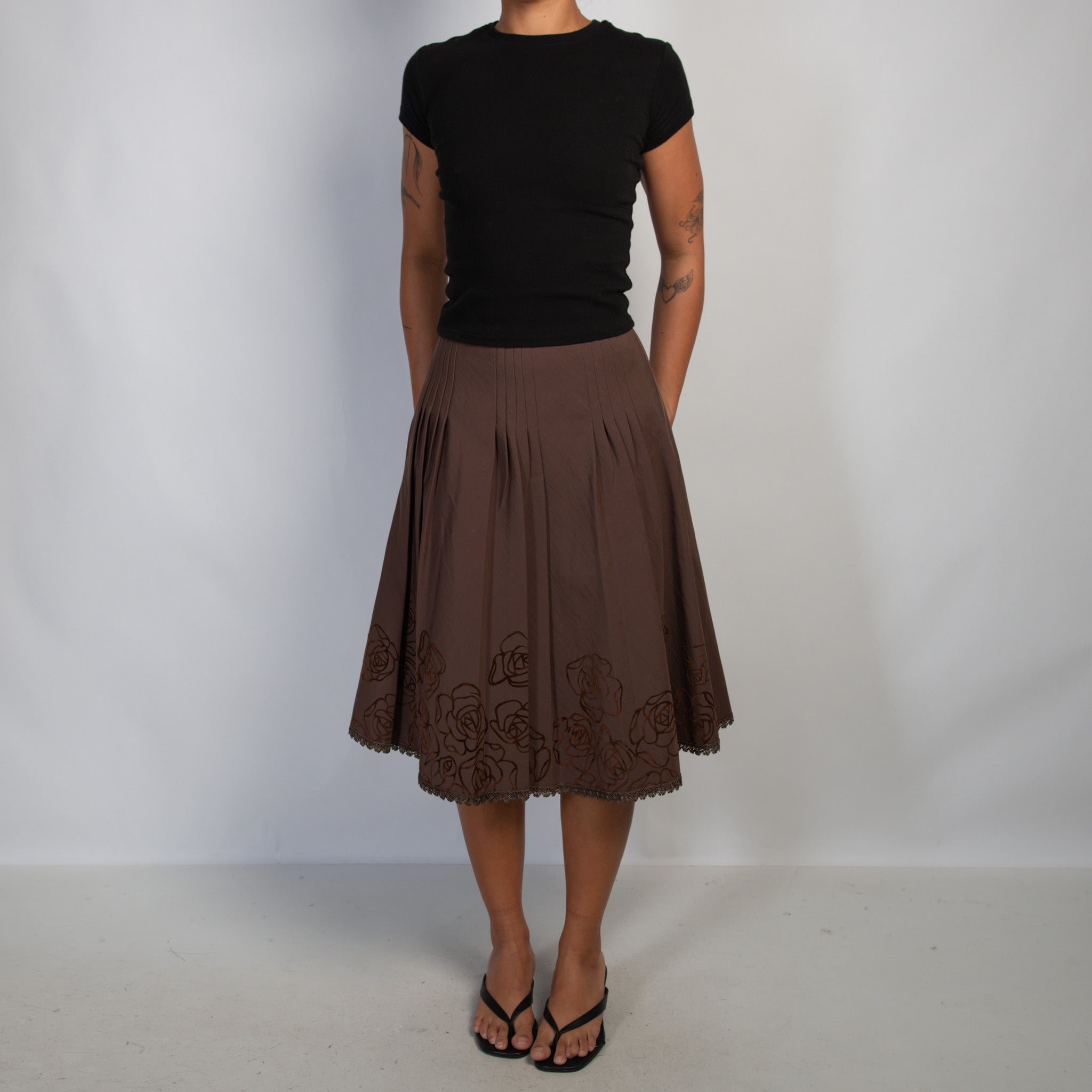 BROWN MIDI SKIRT