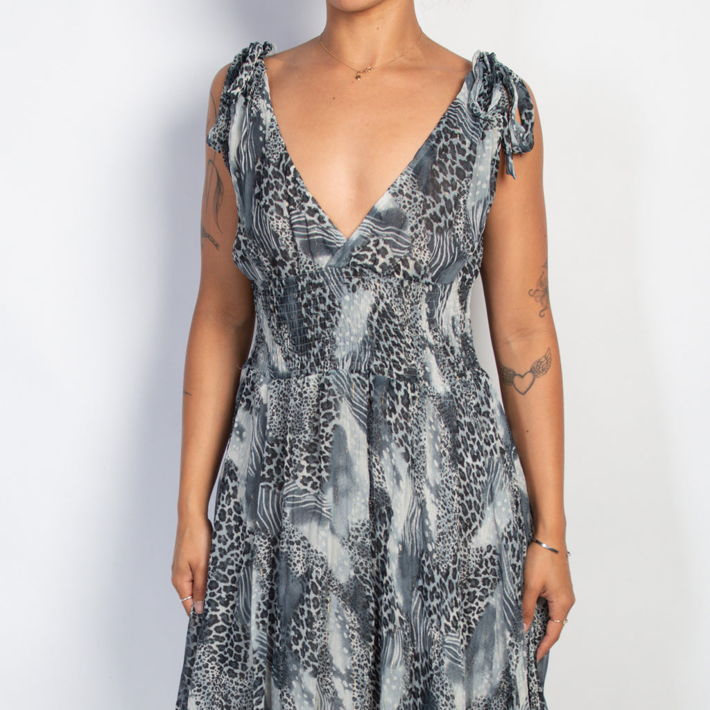 GREY ANIMAL PRINT DRESS