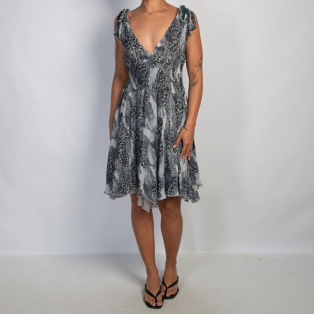 GREY ANIMAL PRINT DRESS