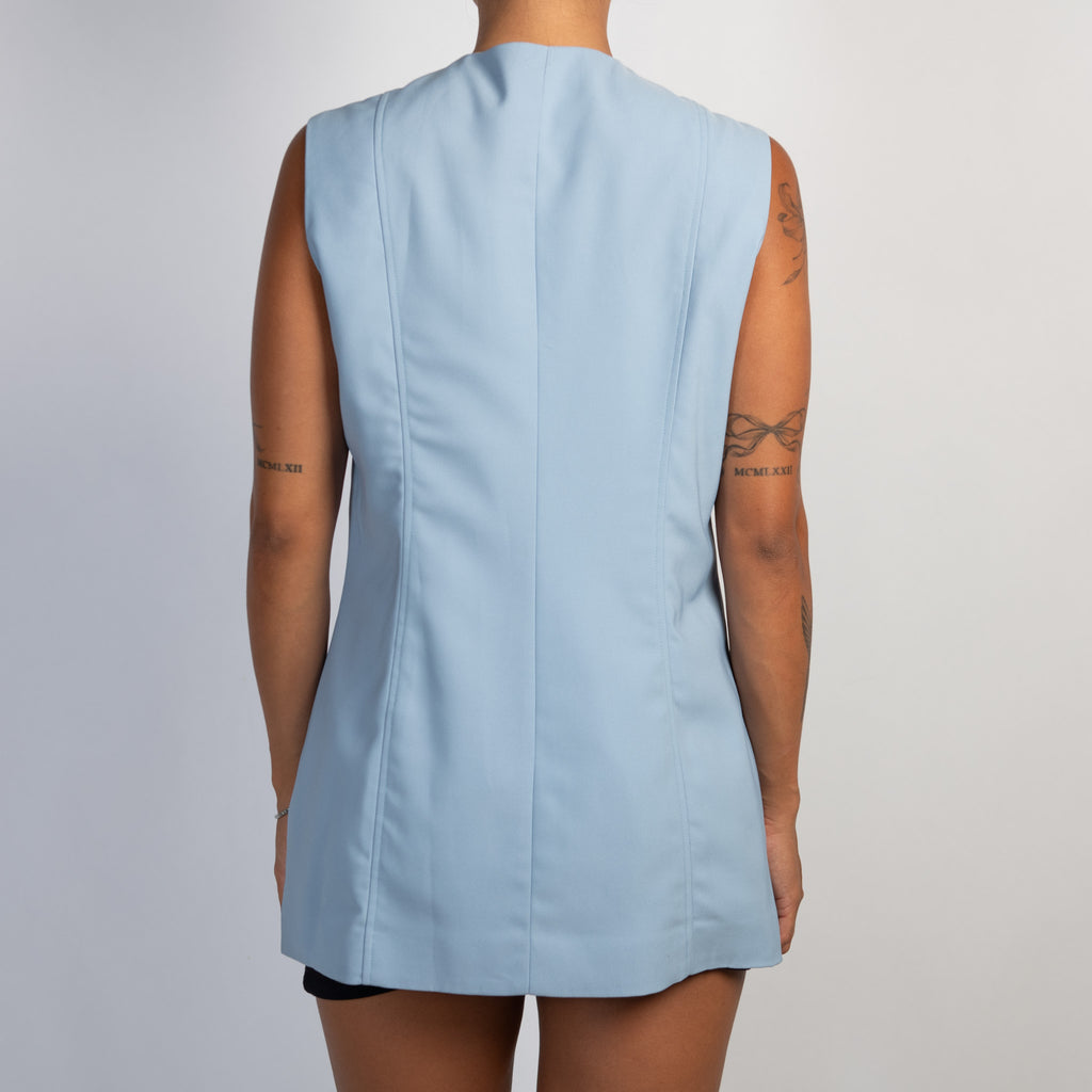 BLUE LONGLINE ZIP VEST
