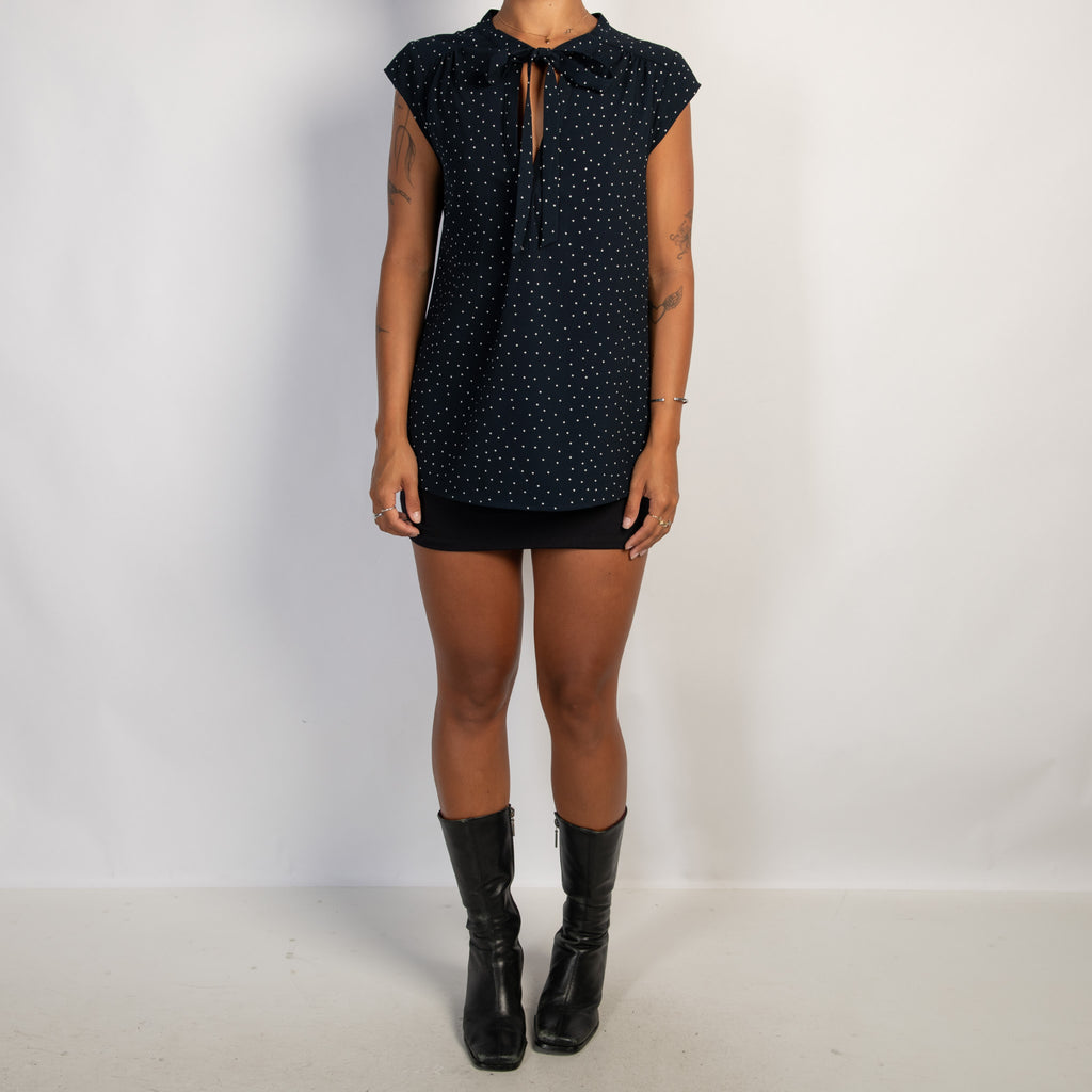 NAVY POLKA DOT BLOUSE