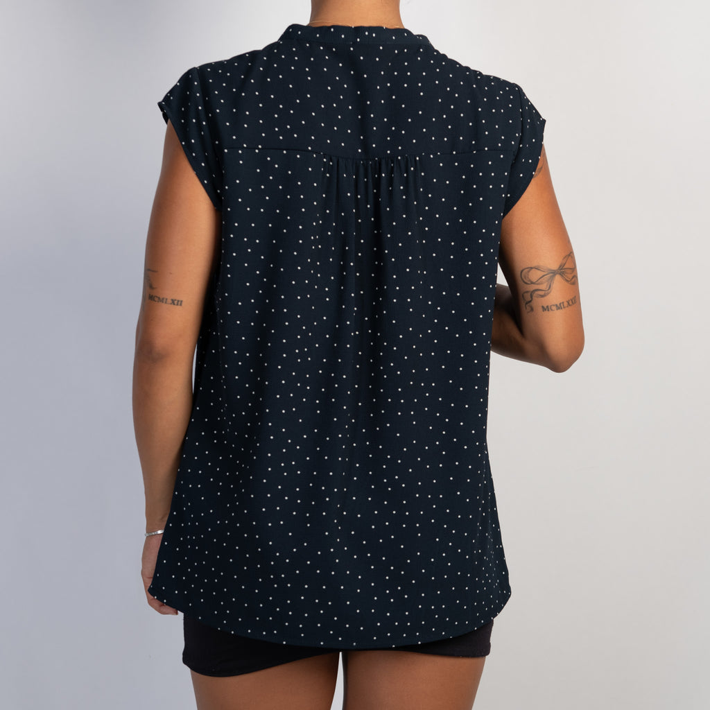 NAVY POLKA DOT BLOUSE