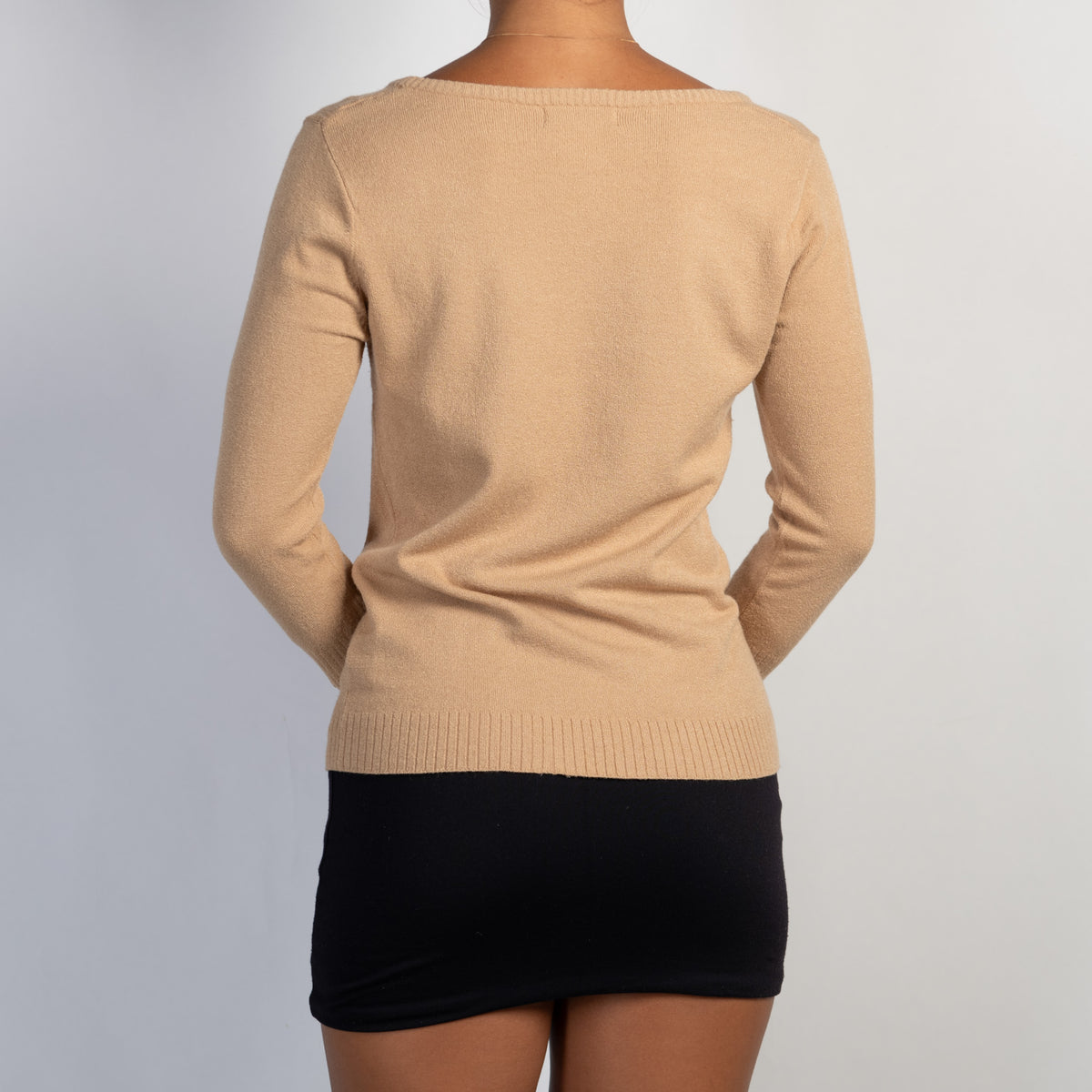 TAN KNIT 3/4 SLEEVE TOP