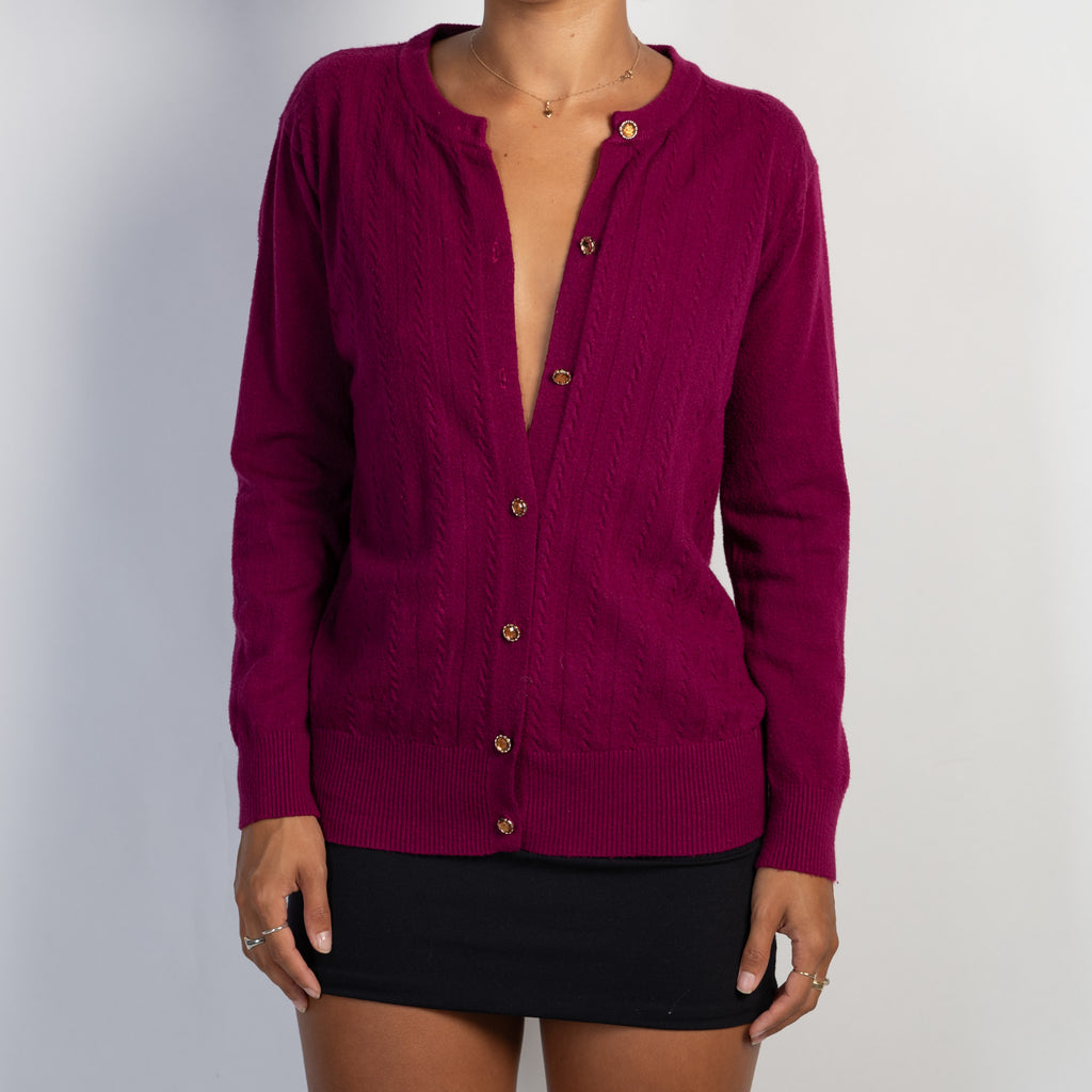 FUCHSIA KNIT CARDIGAN
