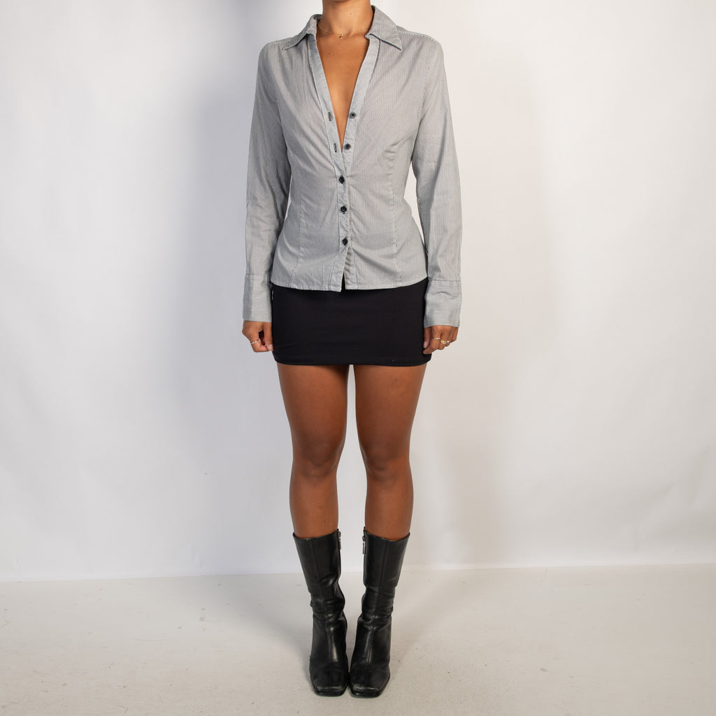 PINSTRIPE BUTTON BLOUSE