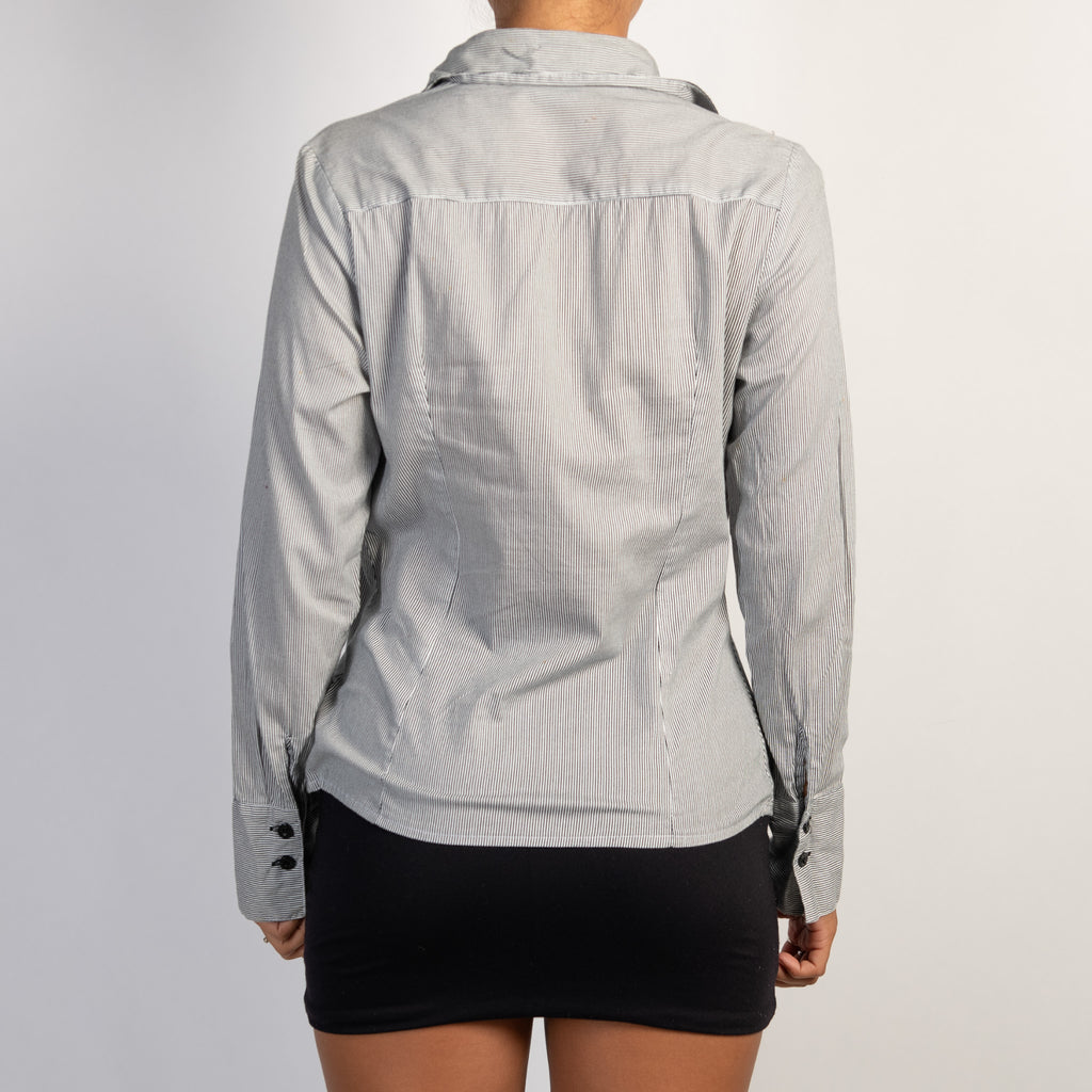 PINSTRIPE BUTTON BLOUSE