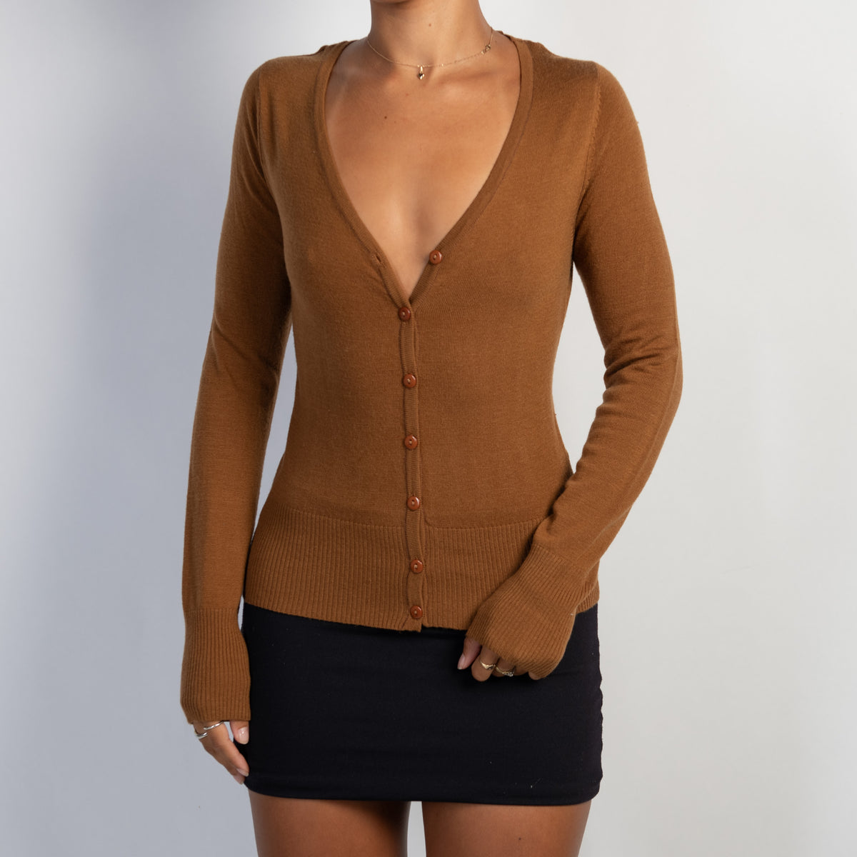 BROWN KNIT CARDIGAN