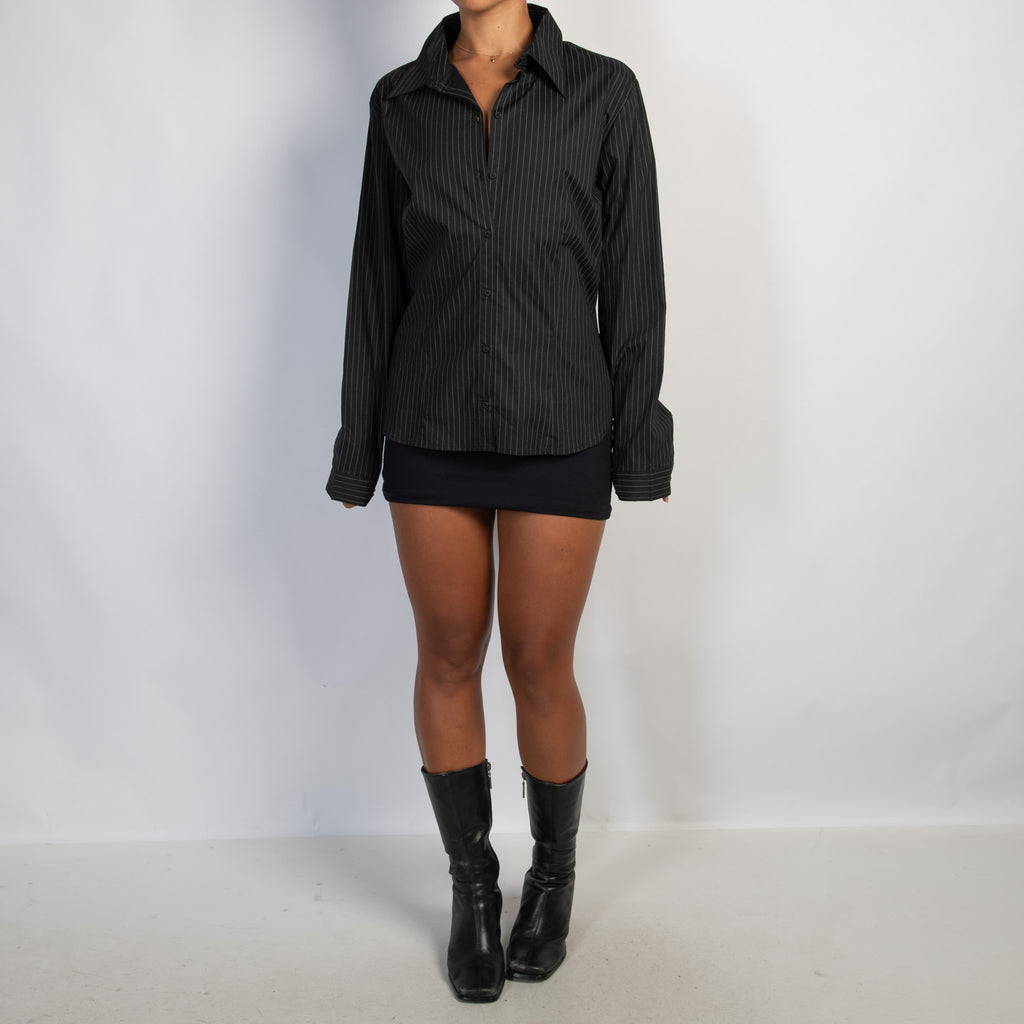 BLACK PINSTRIPE BLOUSE