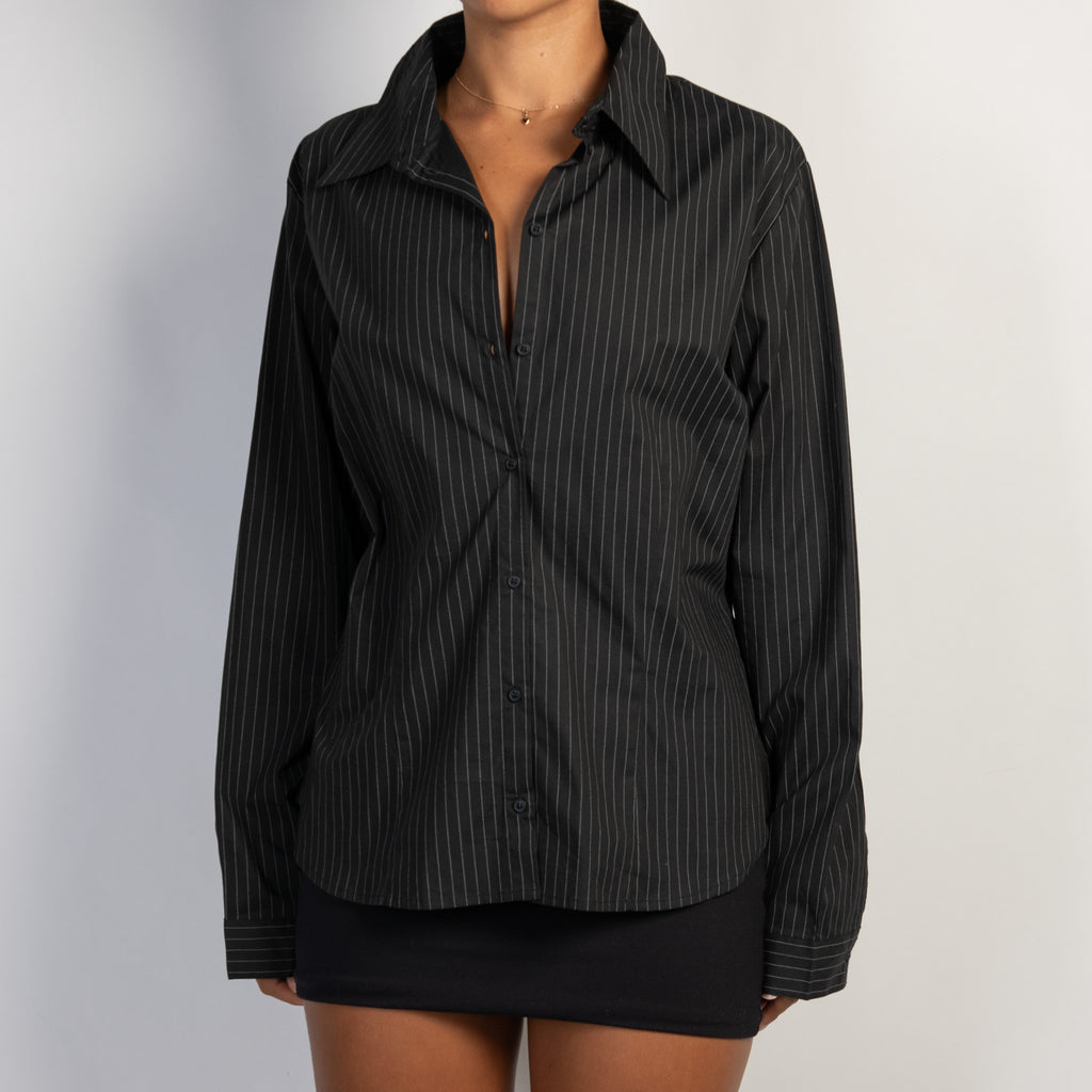 BLACK PINSTRIPE BLOUSE