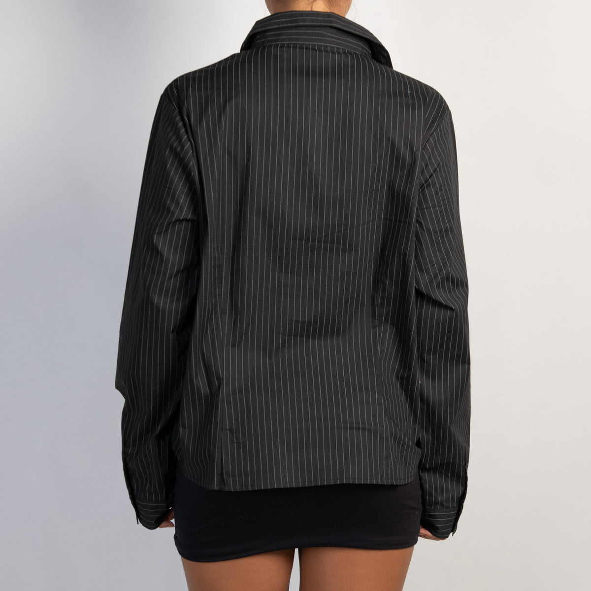 BLACK PINSTRIPE BLOUSE