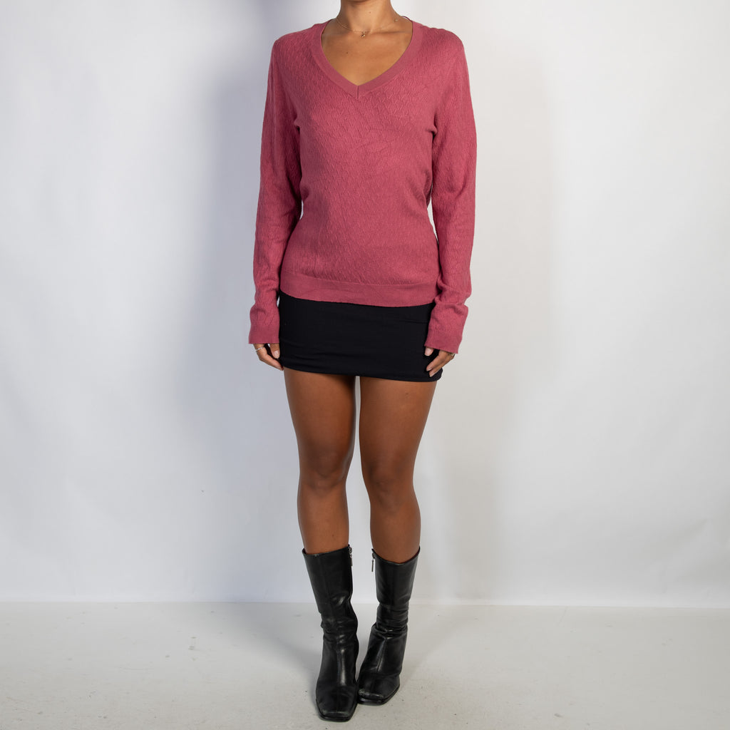 PINK TEXTURED KNIT TOP