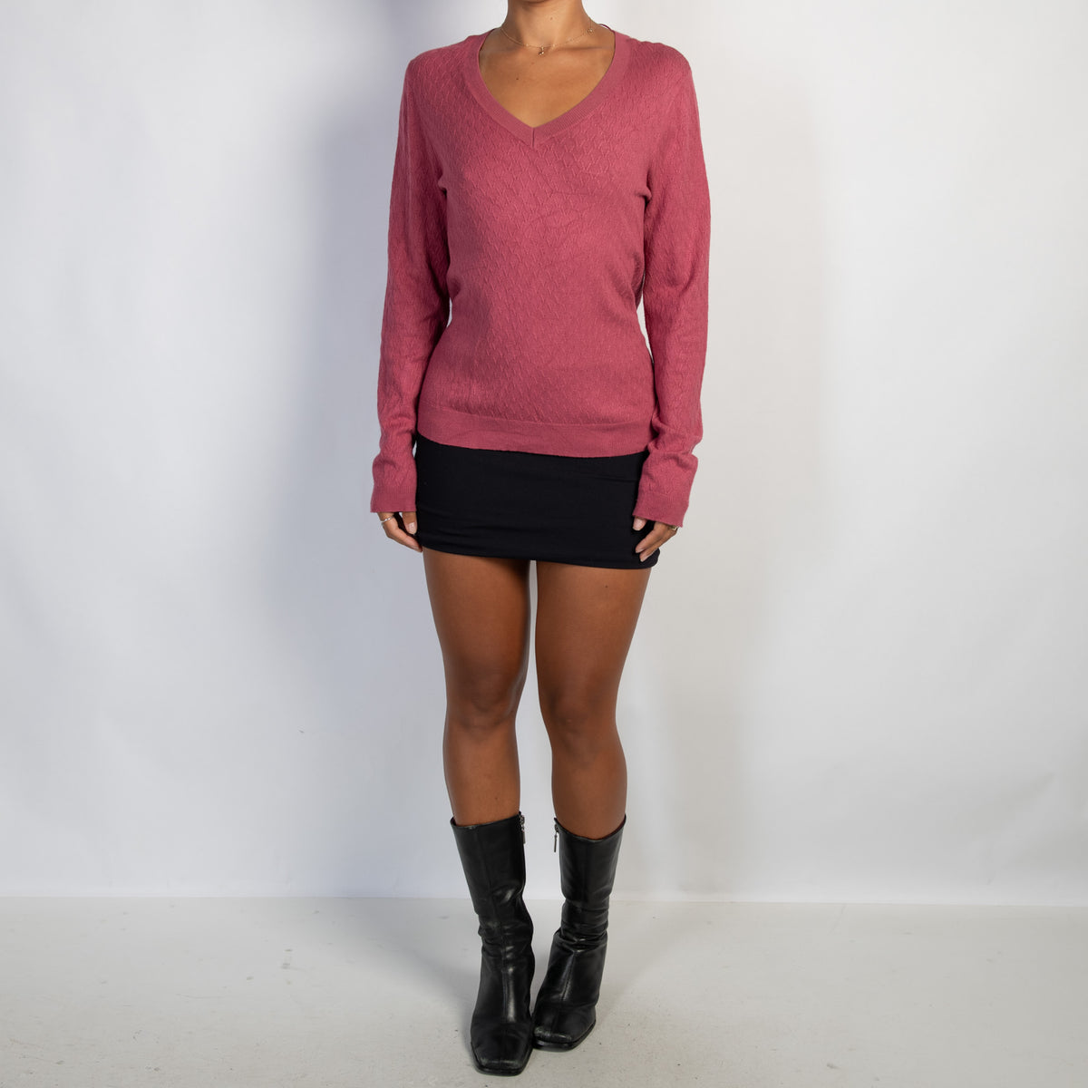 PINK TEXTURED KNIT TOP