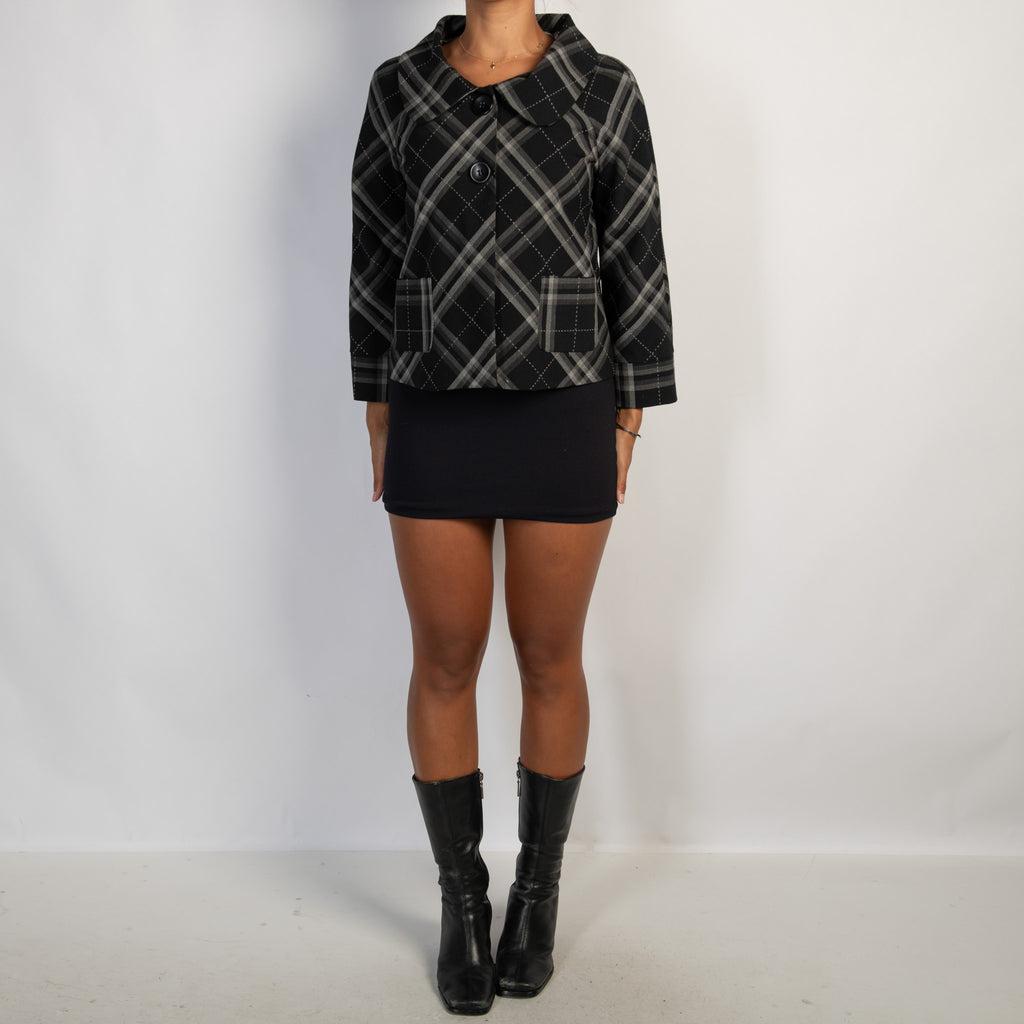 BLACK PLAID BLAZER