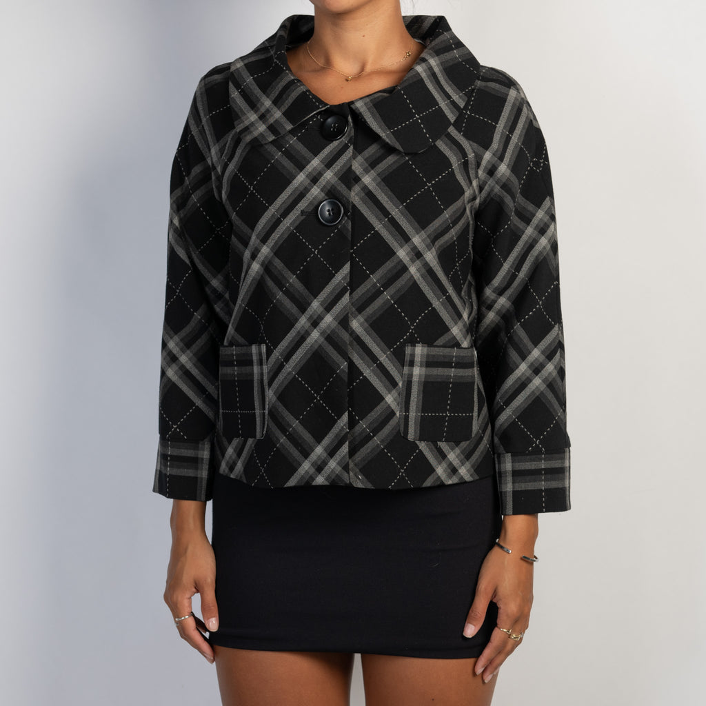 BLACK PLAID BLAZER