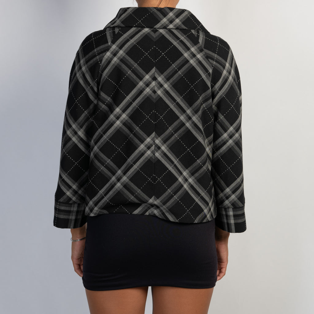 BLACK PLAID BLAZER