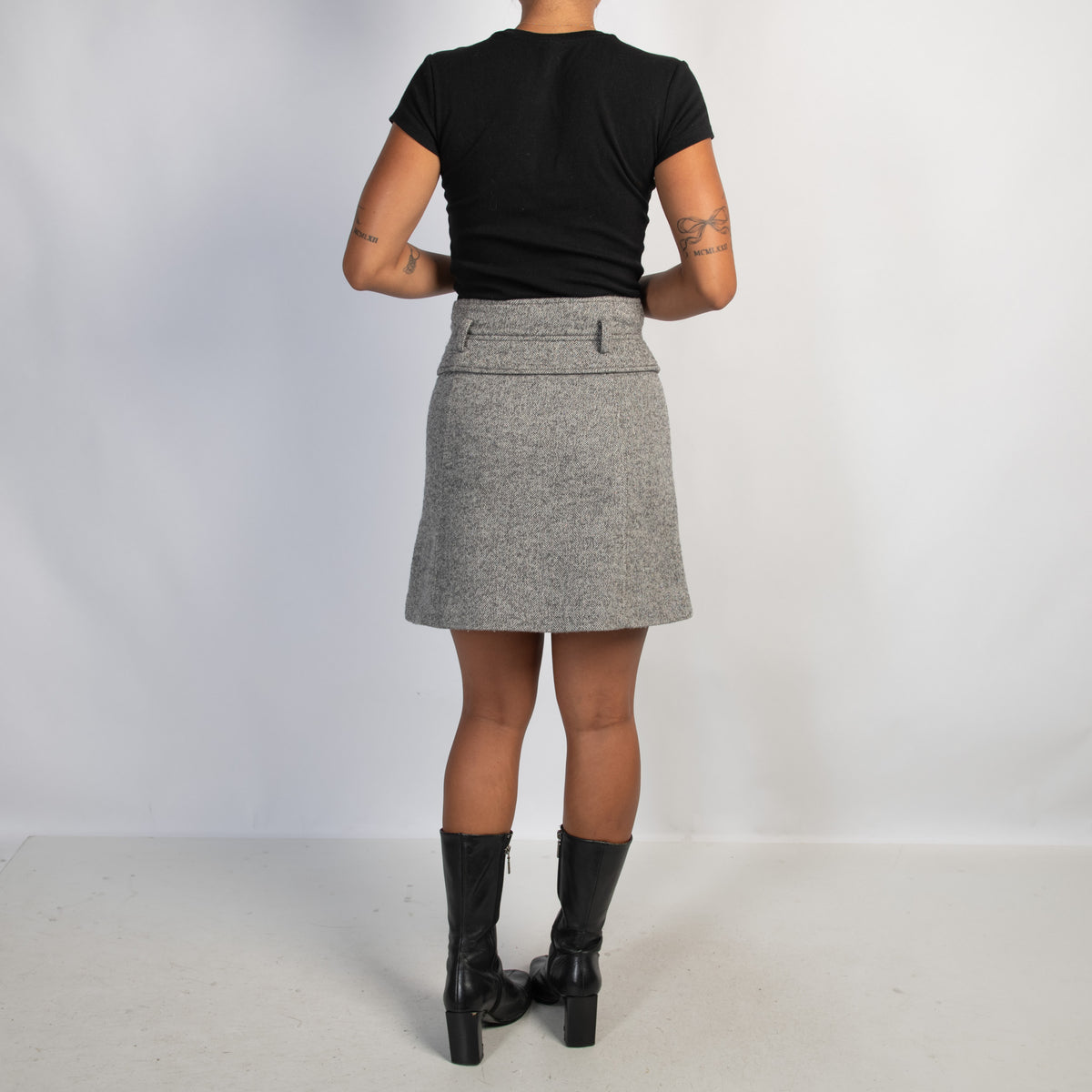 GREY WOOL MINI SKIRT
