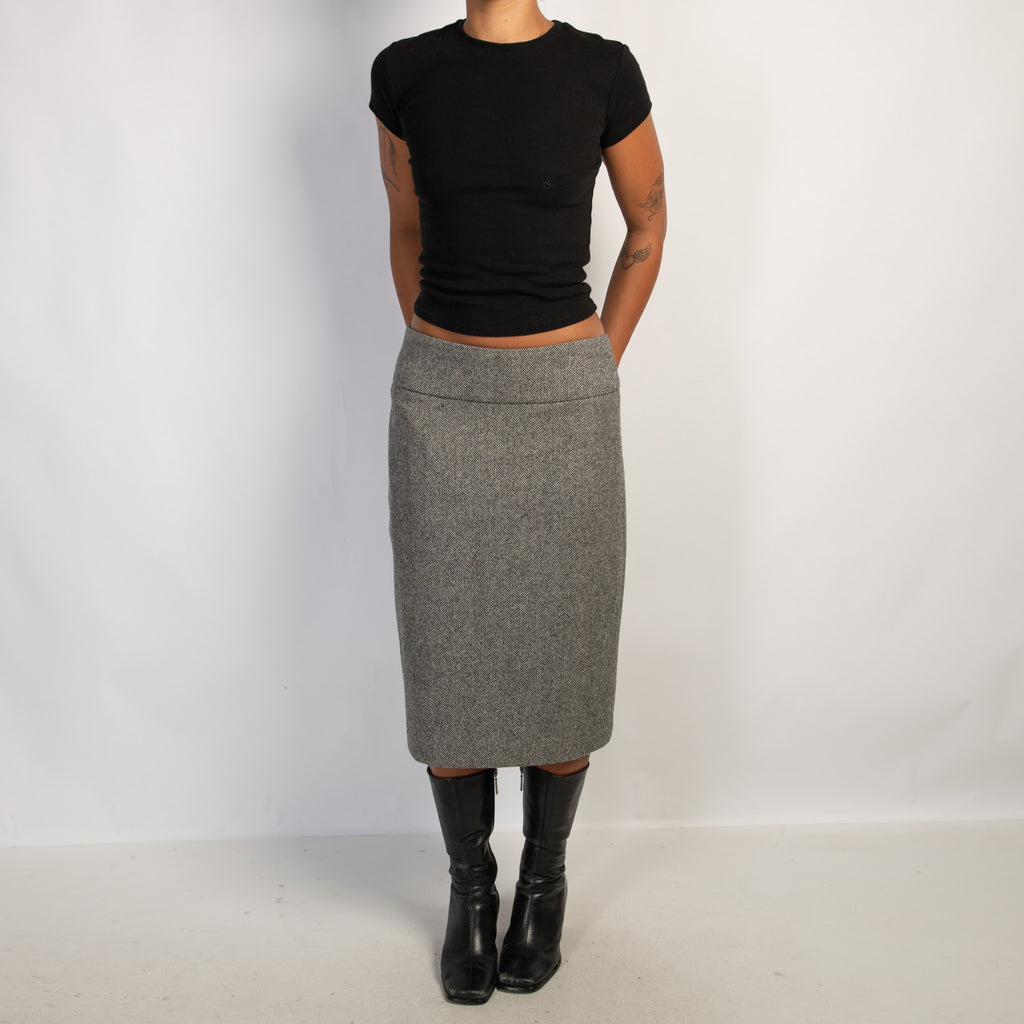 HERRINGBONE MIDI SKIRT