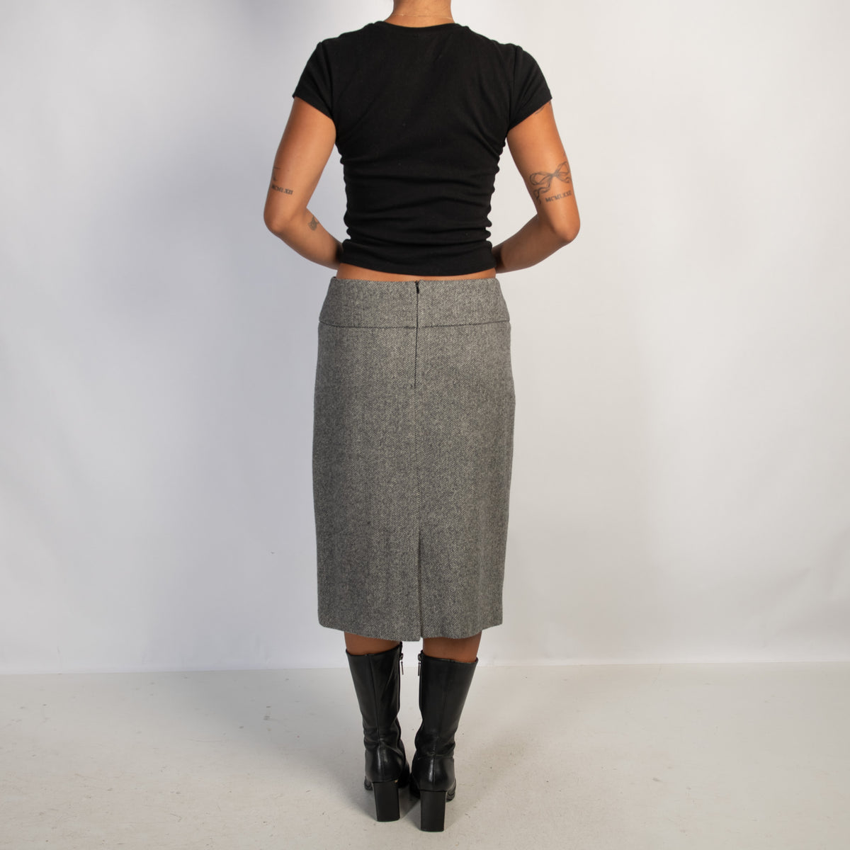 HERRINGBONE MIDI SKIRT