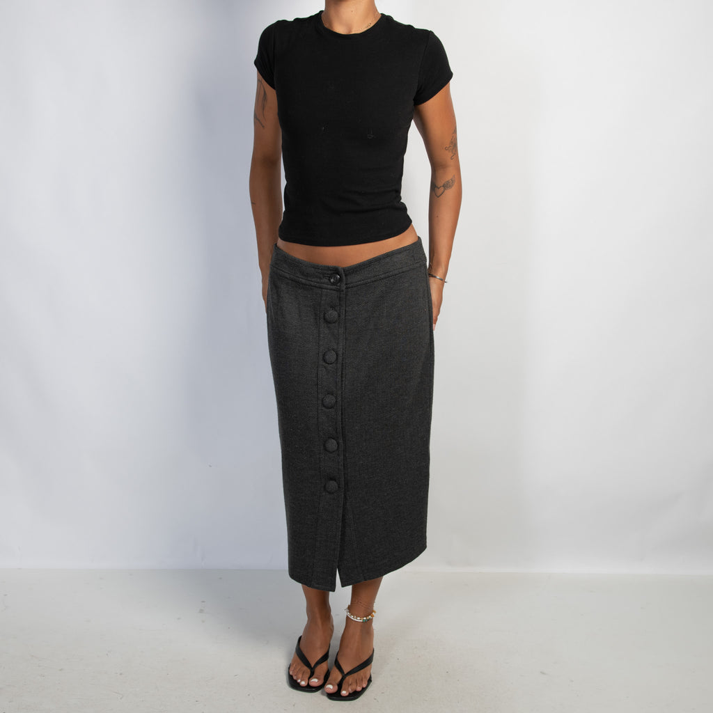 BUTTON FRONT MIDI SKIRT