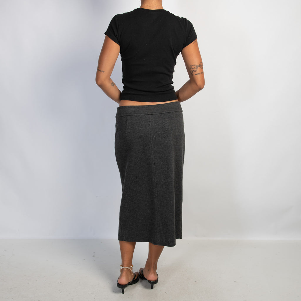 BUTTON FRONT MIDI SKIRT