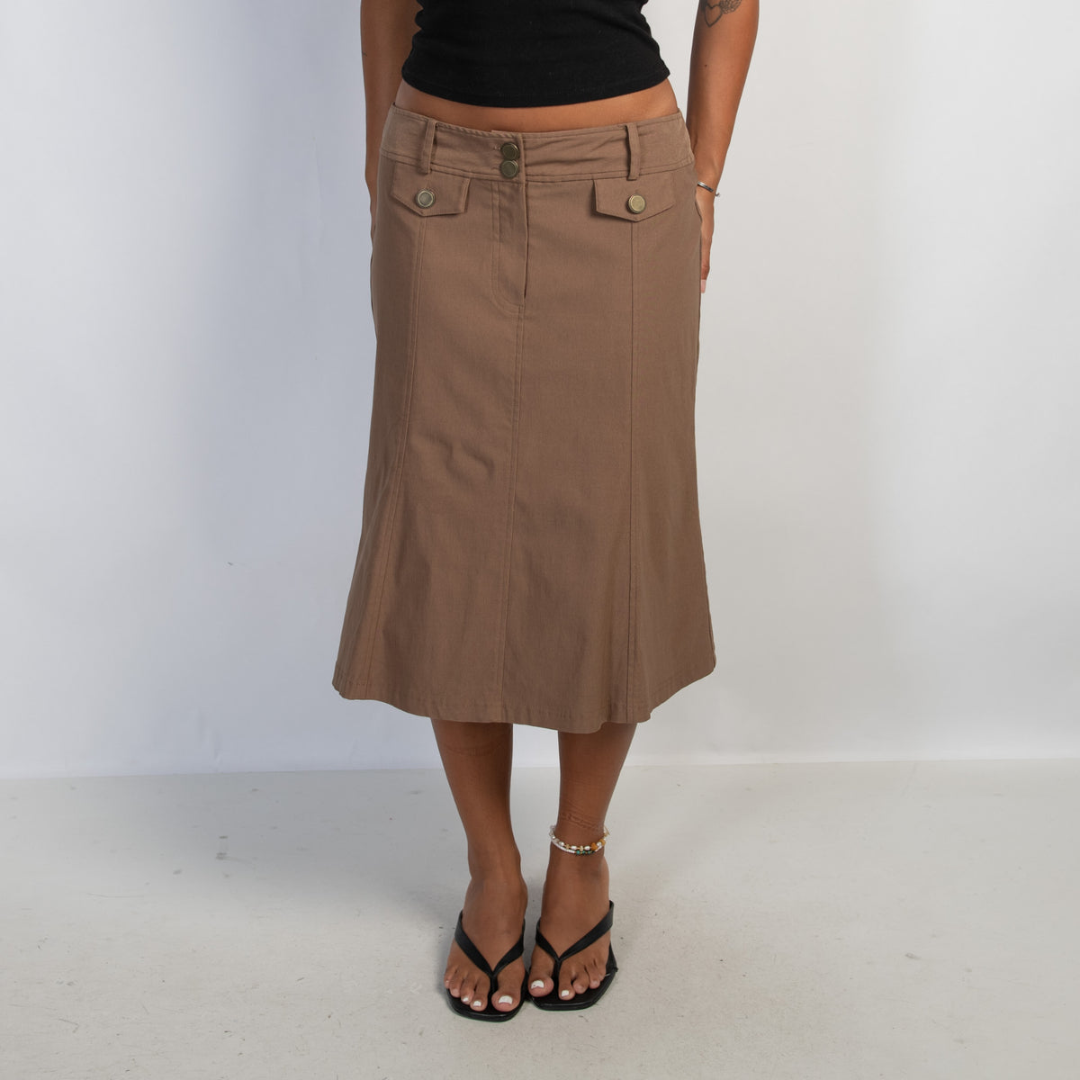 BROWN MIDI SKIRT