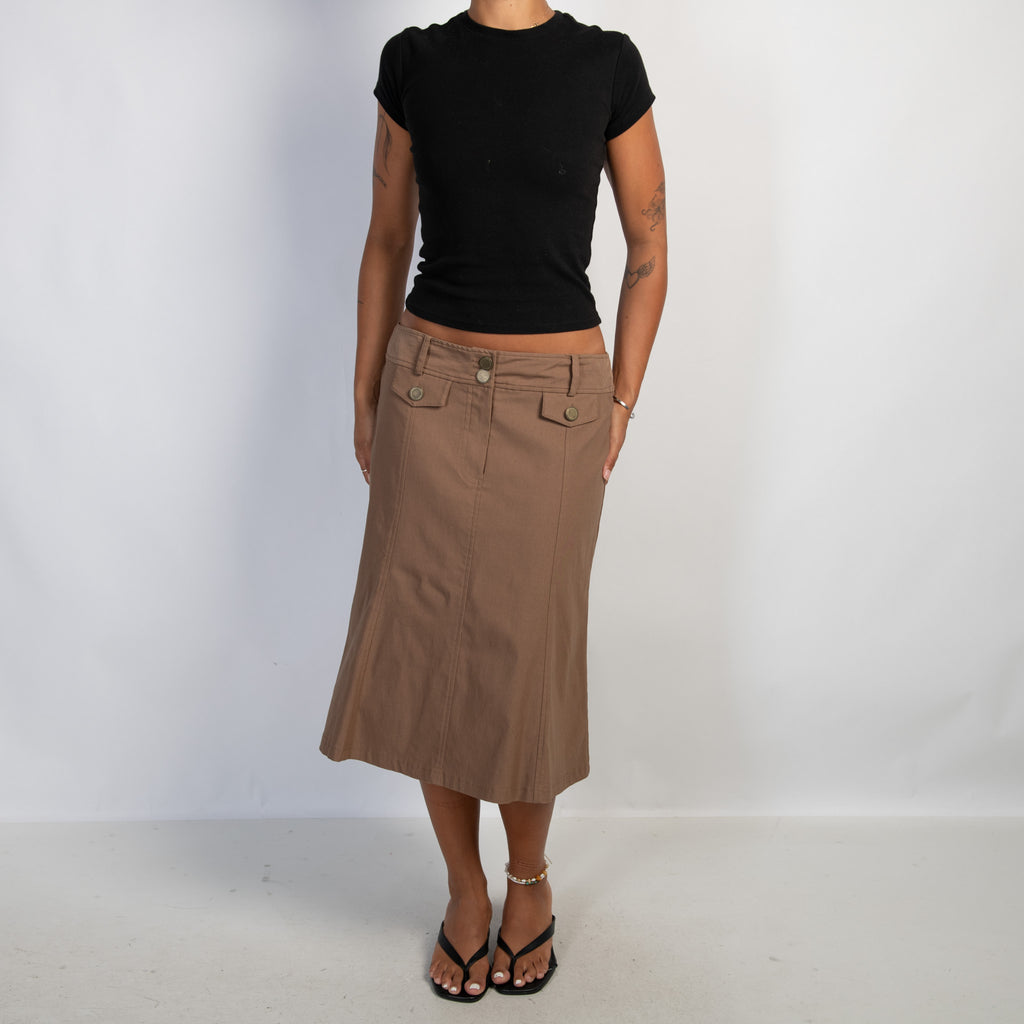 BROWN MIDI SKIRT