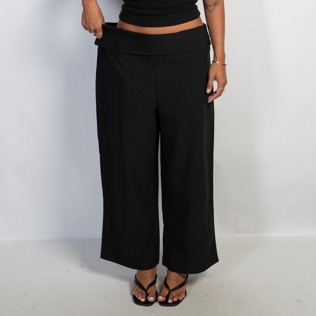 BLACK FOLDOVER PANTS