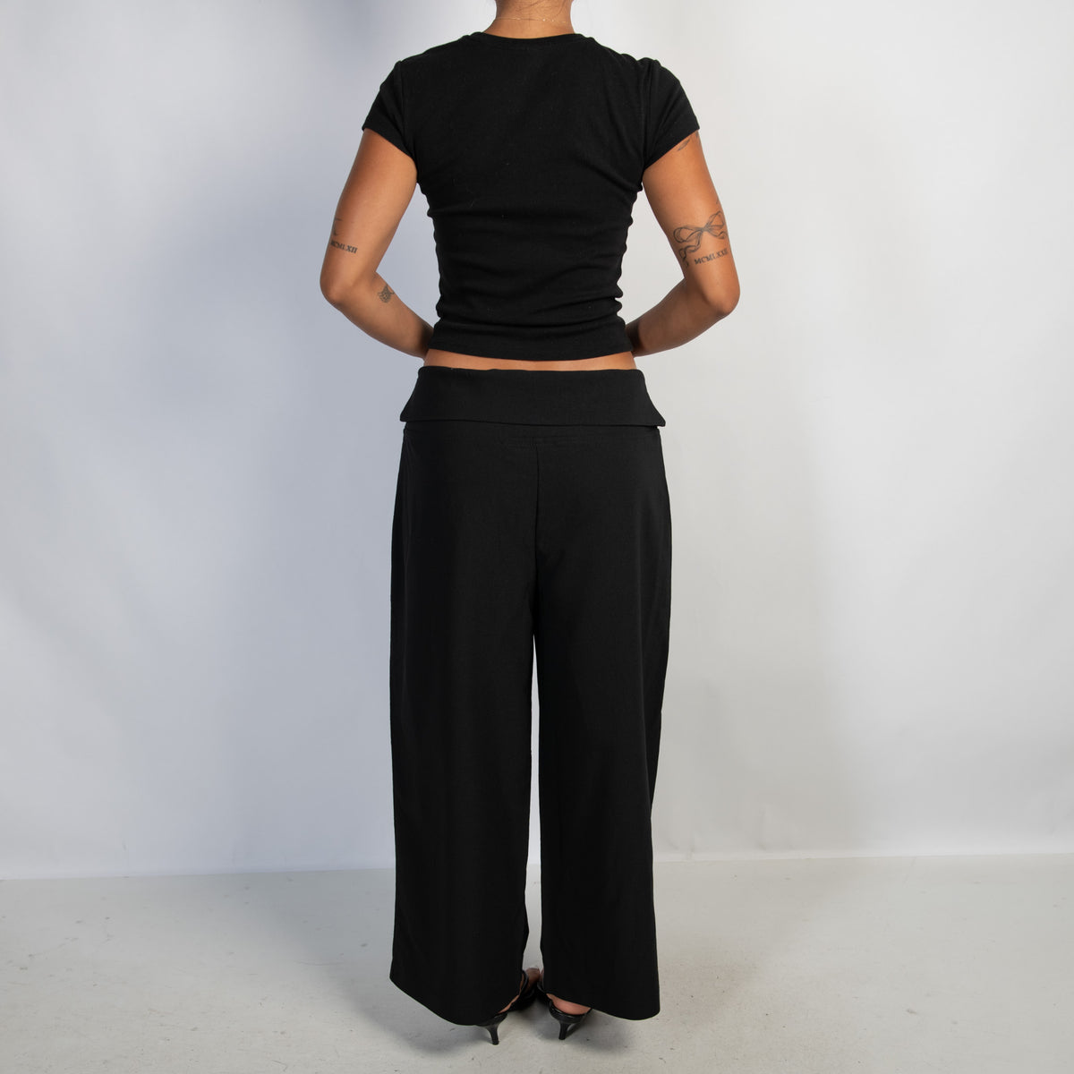 BLACK FOLDOVER PANTS
