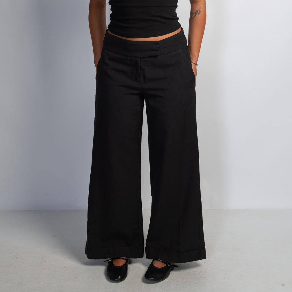 BLACK WIDE LEG TROUSERS