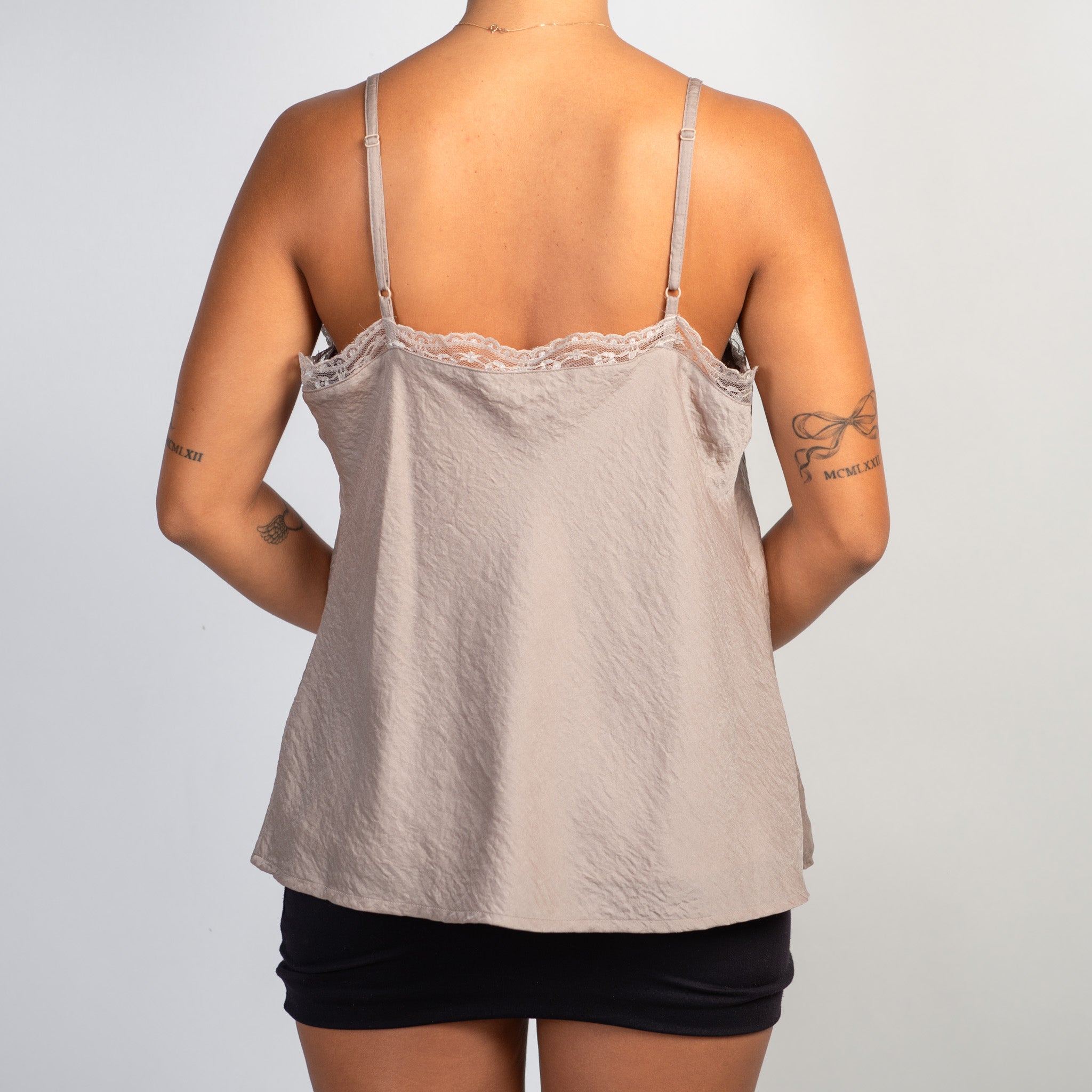 GREY LACE TRIM TOP