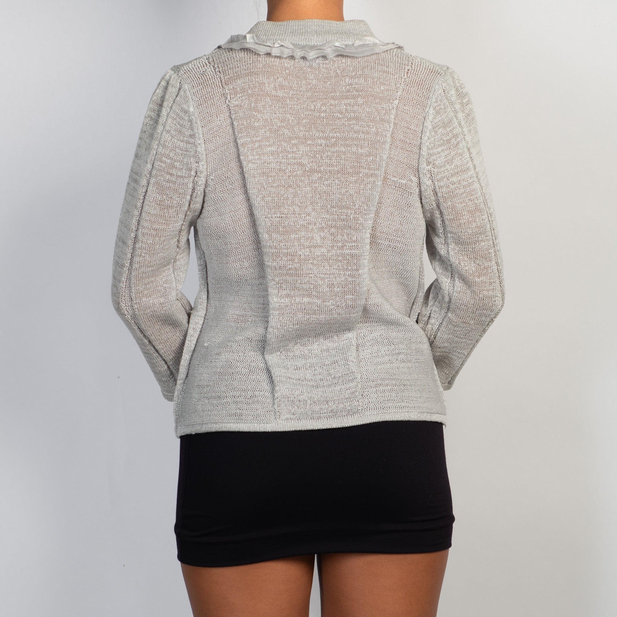 GREY RUFFLE CARDIGAN